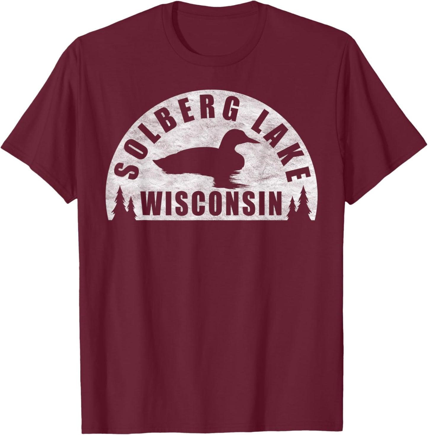 Solberg Lake Northern Wisconsin Loon T-Shirt - T-Shirt | Maroon