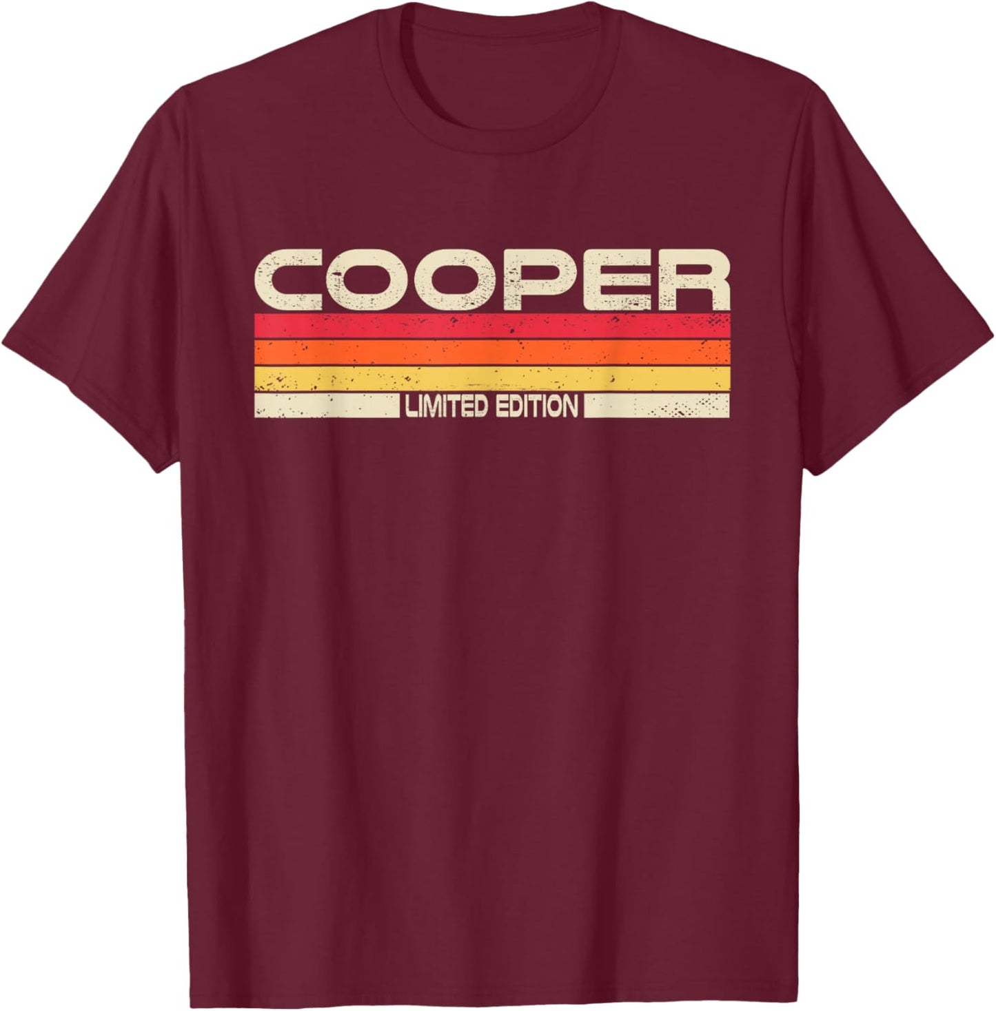 Cooper Surname Birthday Family Reunion 80s 90s Sunset T-Shirt - T-Shirt | Maroon