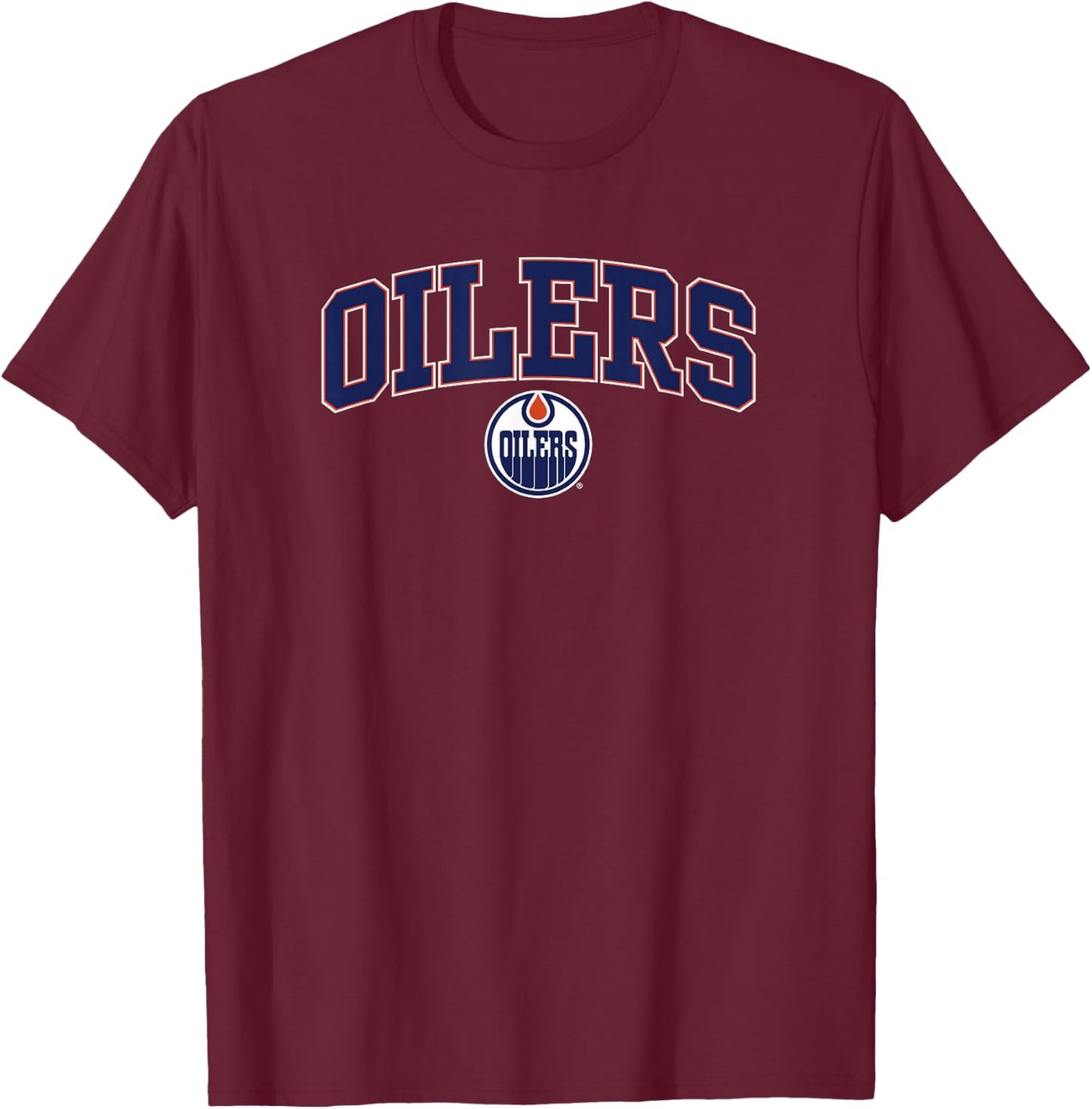 Edmonton Oilers Arch Over Dark Heather Officially Licensed T-Shirt - T-Shirt | Maroon