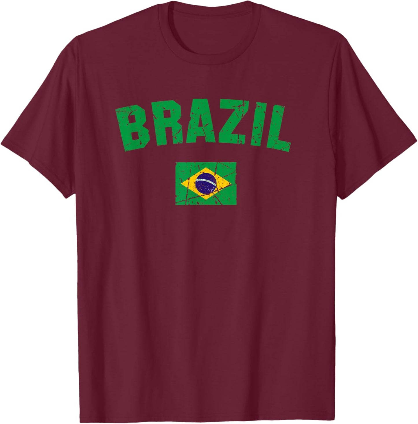 BRAZIL BRASIL Flag Vintage | Men Women Kids BRAZIL T-Shirt - T-Shirt | Maroon