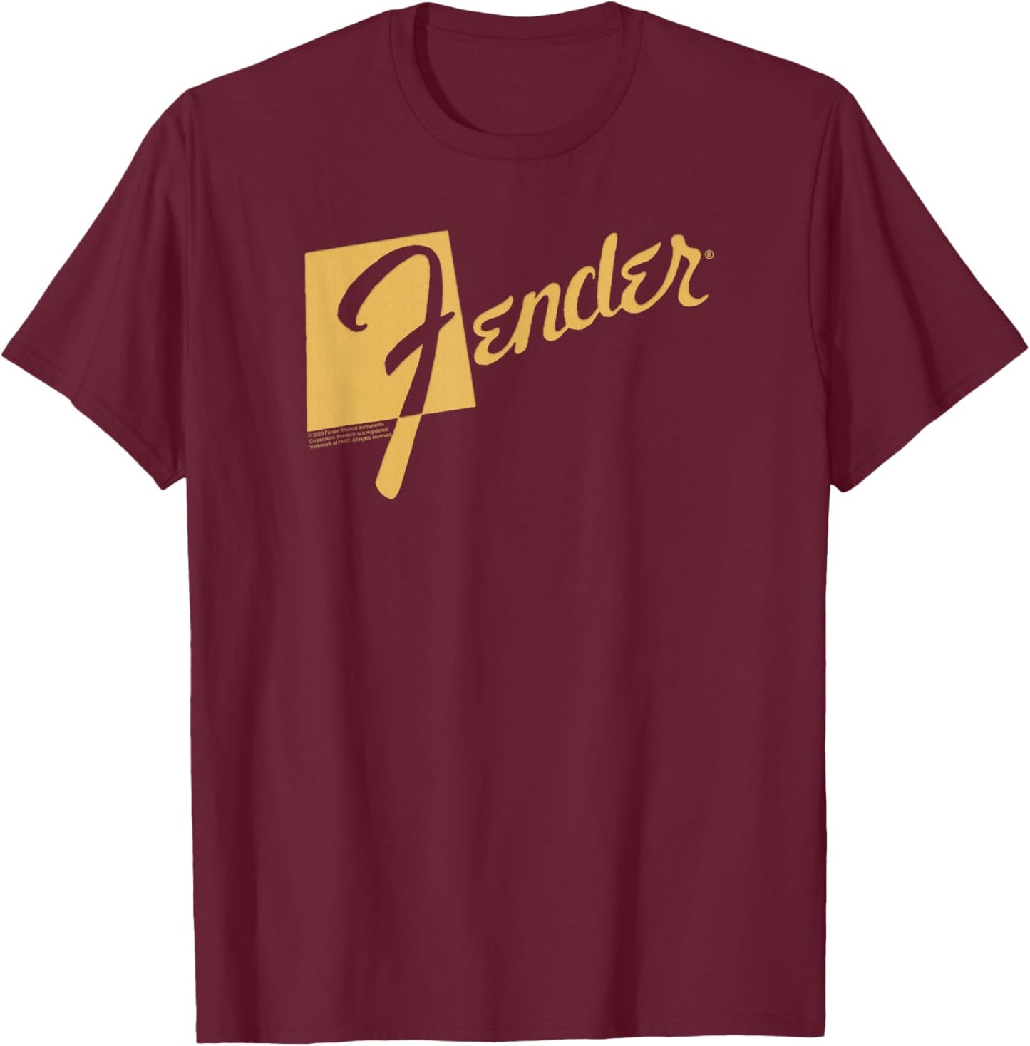 Fender Retro Text Logo T-Shirt - T-Shirt | Maroon