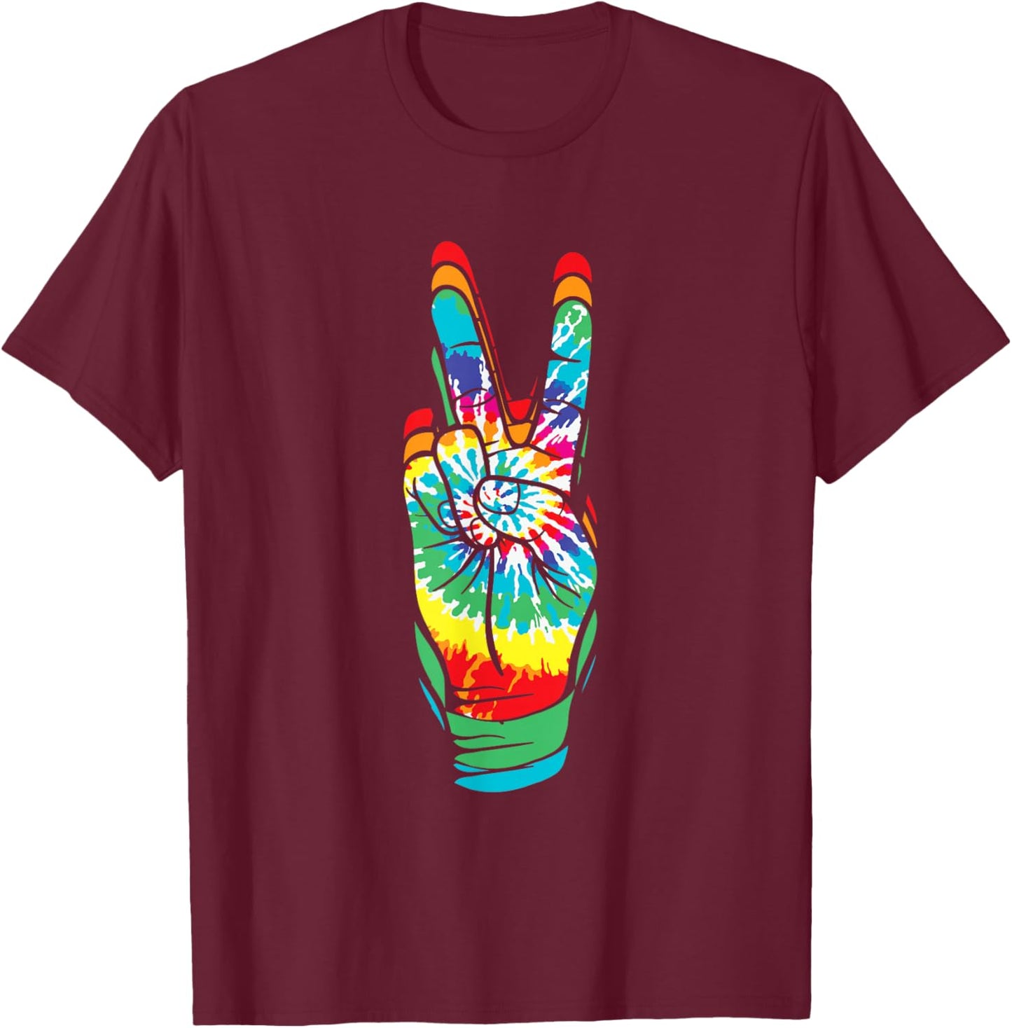 Retro Peace Sign Vintage Tie Dye 60's 70's Hippie Funny T-Shirt - T-Shirt | Maroon