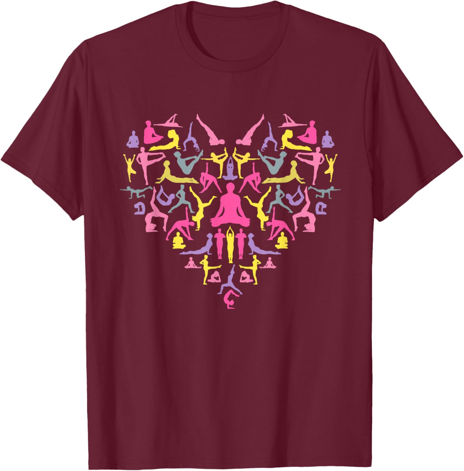Yoga Heart Valentine's Day Spiritual Zen Pose Yoga Master T-Shirt - T-Shirt | Maroon