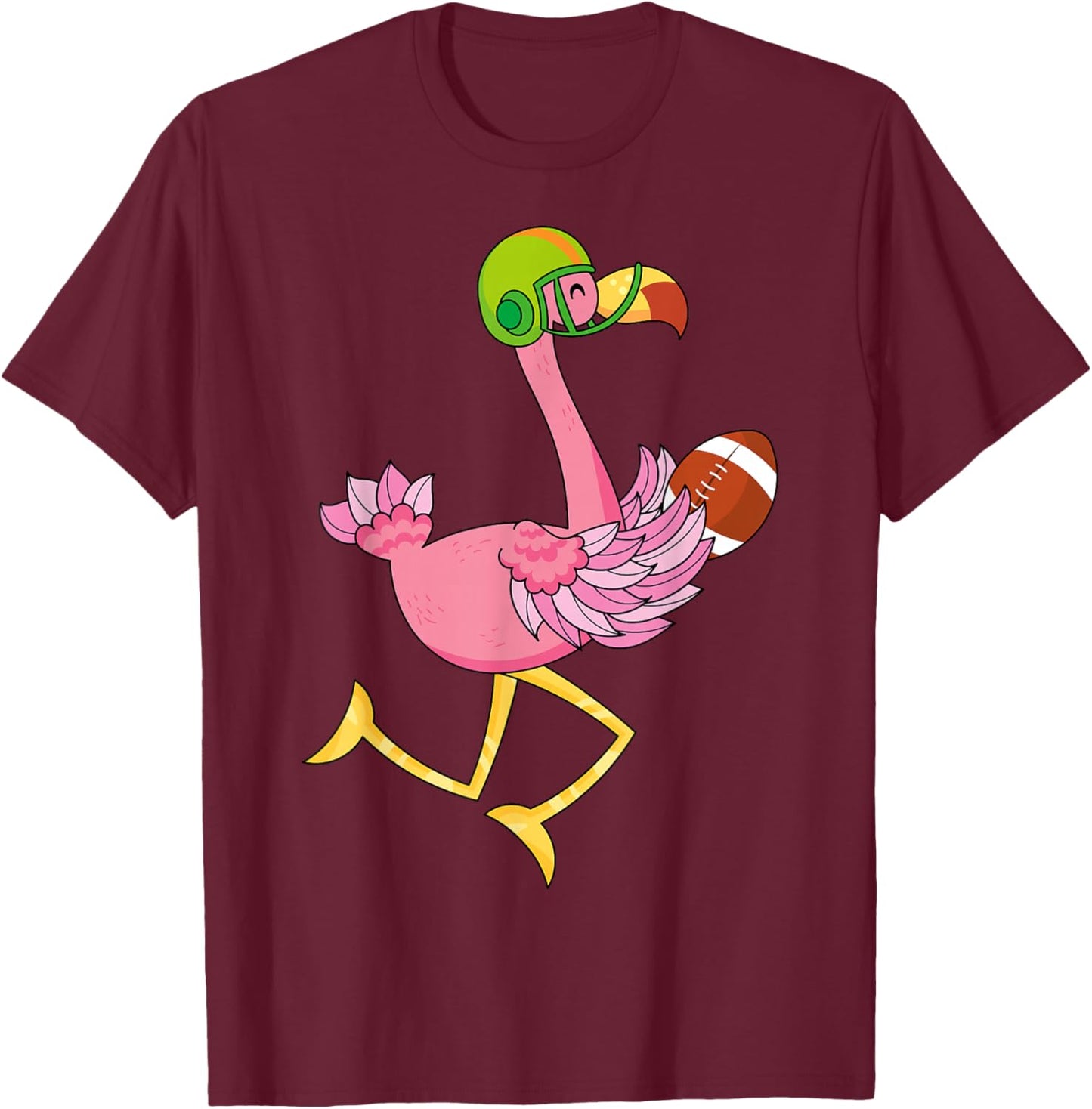 Flamingo Football Flamingo Playing Football T-Shirt - T-Shirt | Maroon
