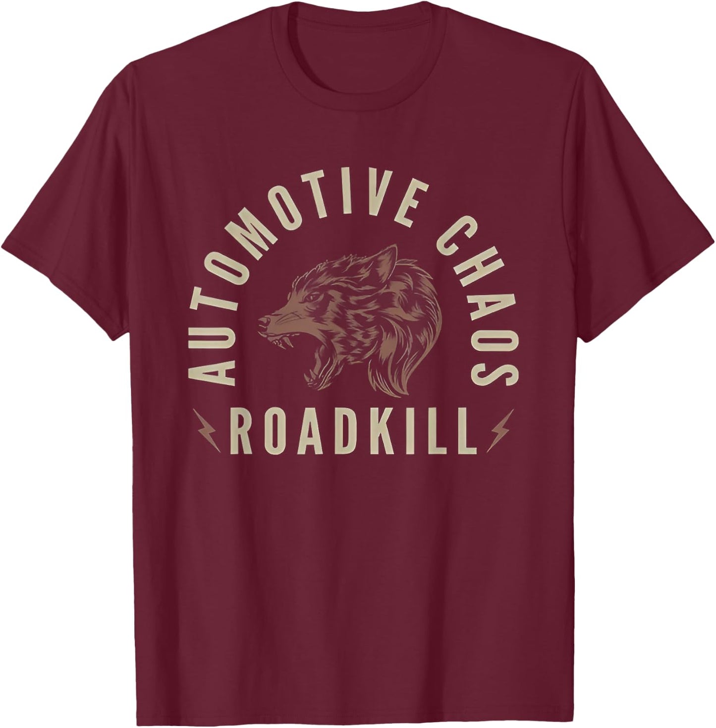 Roadkill Coyote motortrend , Small, Black T-Shirt - T-Shirt | Maroon
