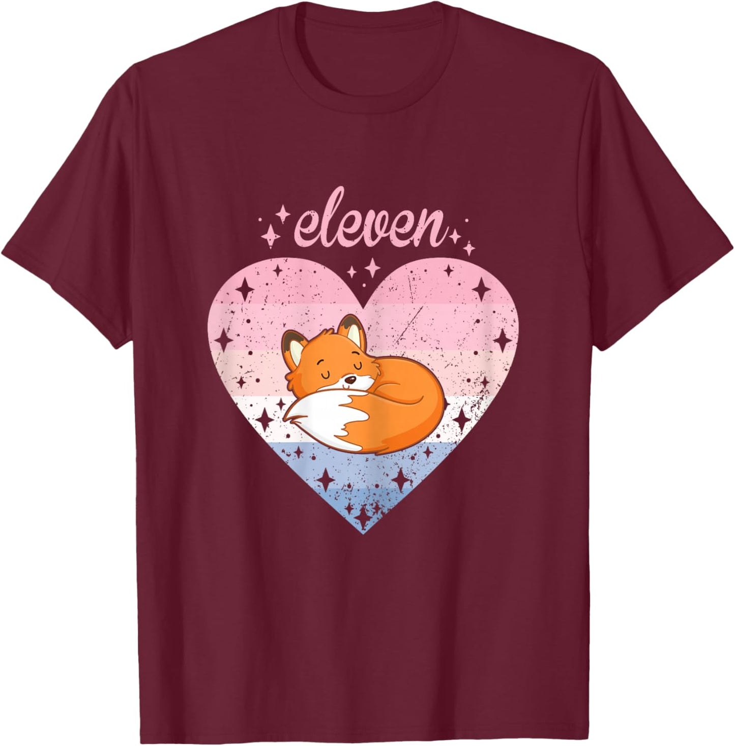 11 Year Old Cute Fox Birthday Girl 11th B-day T-Shirt - T-Shirt | Maroon