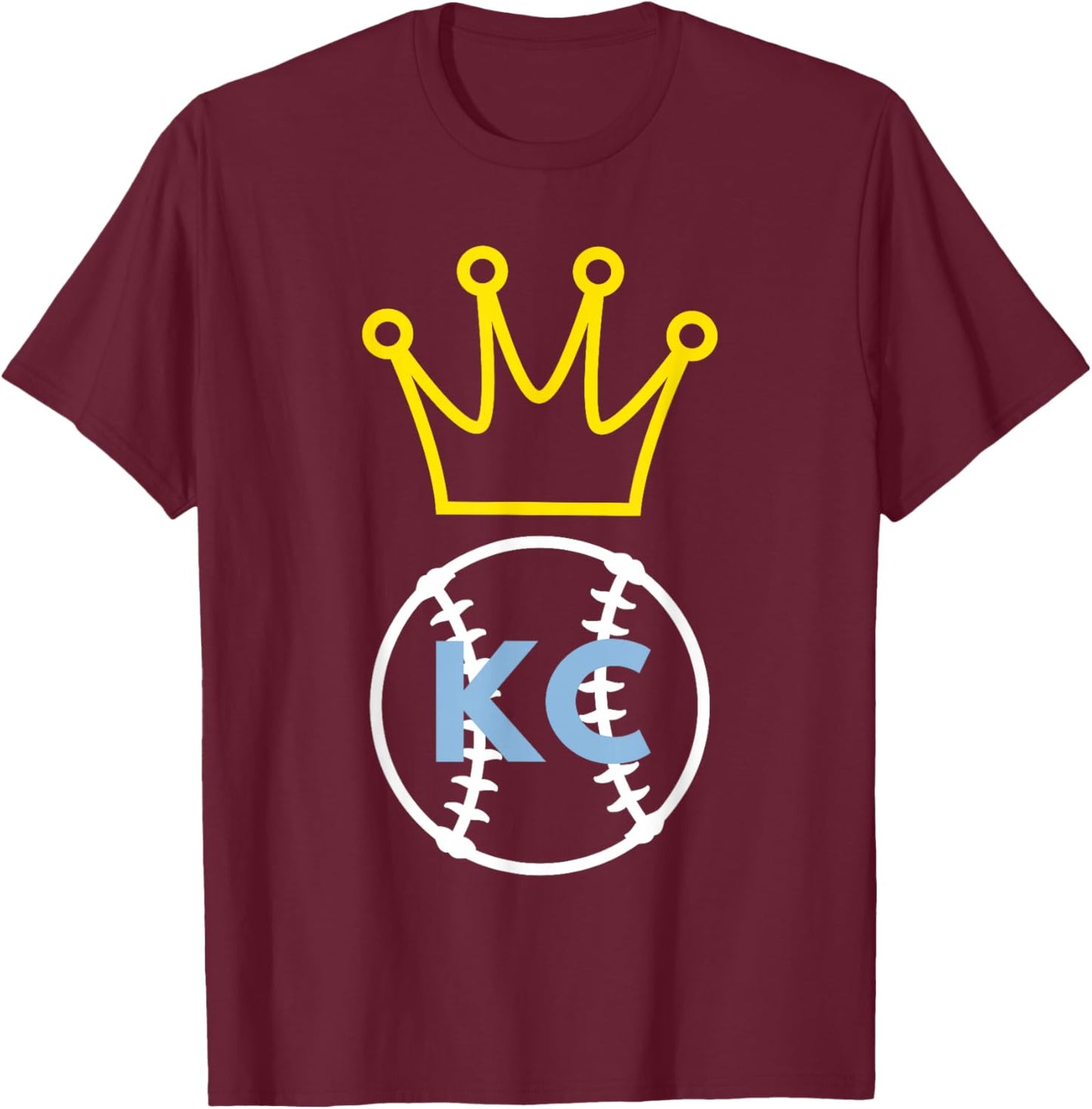 KC by UberGuber Kansas City Classic , -Adults, Blue, Short Sleeve, Small T-Shirt - T-Shirt | Maroon