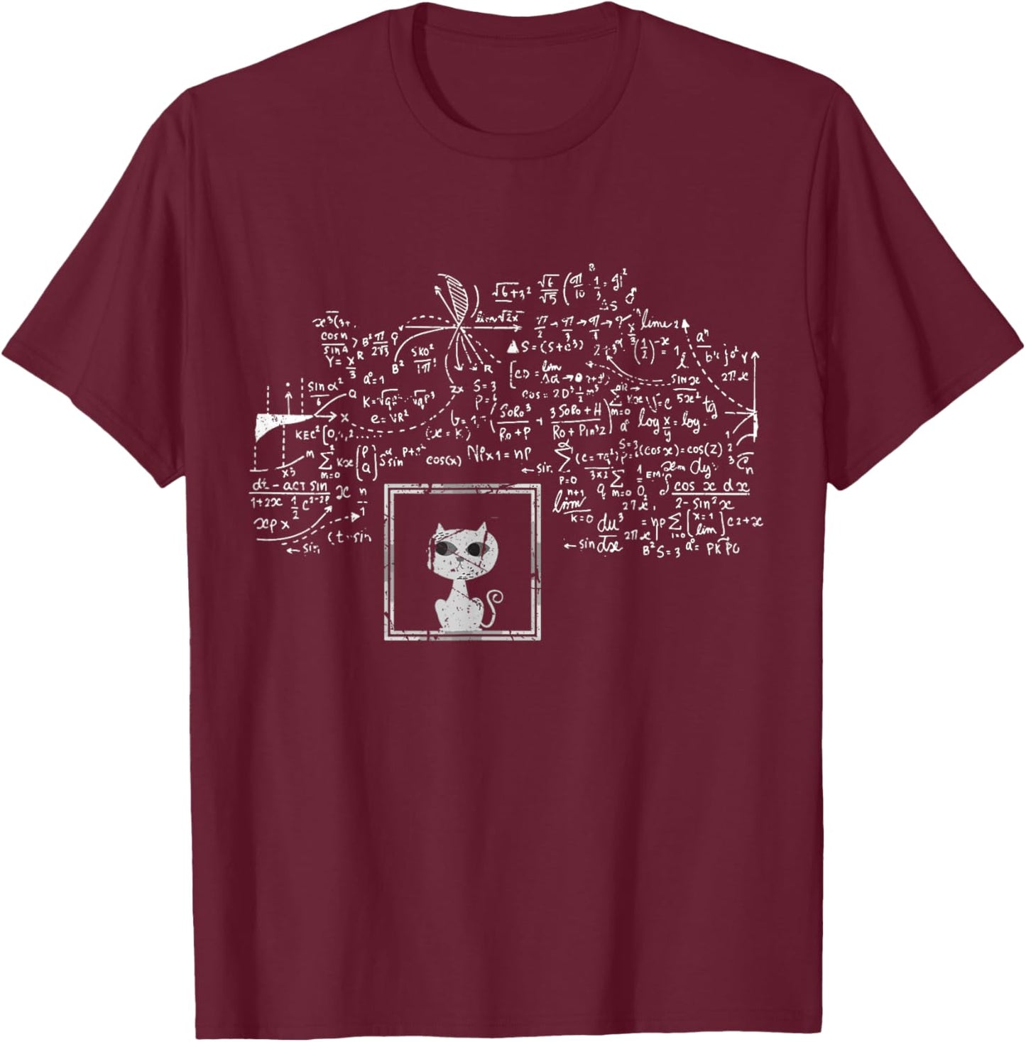 Cat Physicist Schrodingers String Theory Scientist T-Shirt - T-Shirt | Maroon