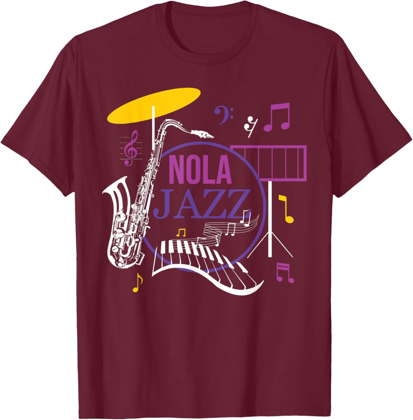 Vintage Jazz Music NOLA Jazz Festival Novelty Souvenir T-Shirt - T-Shirt | Maroon