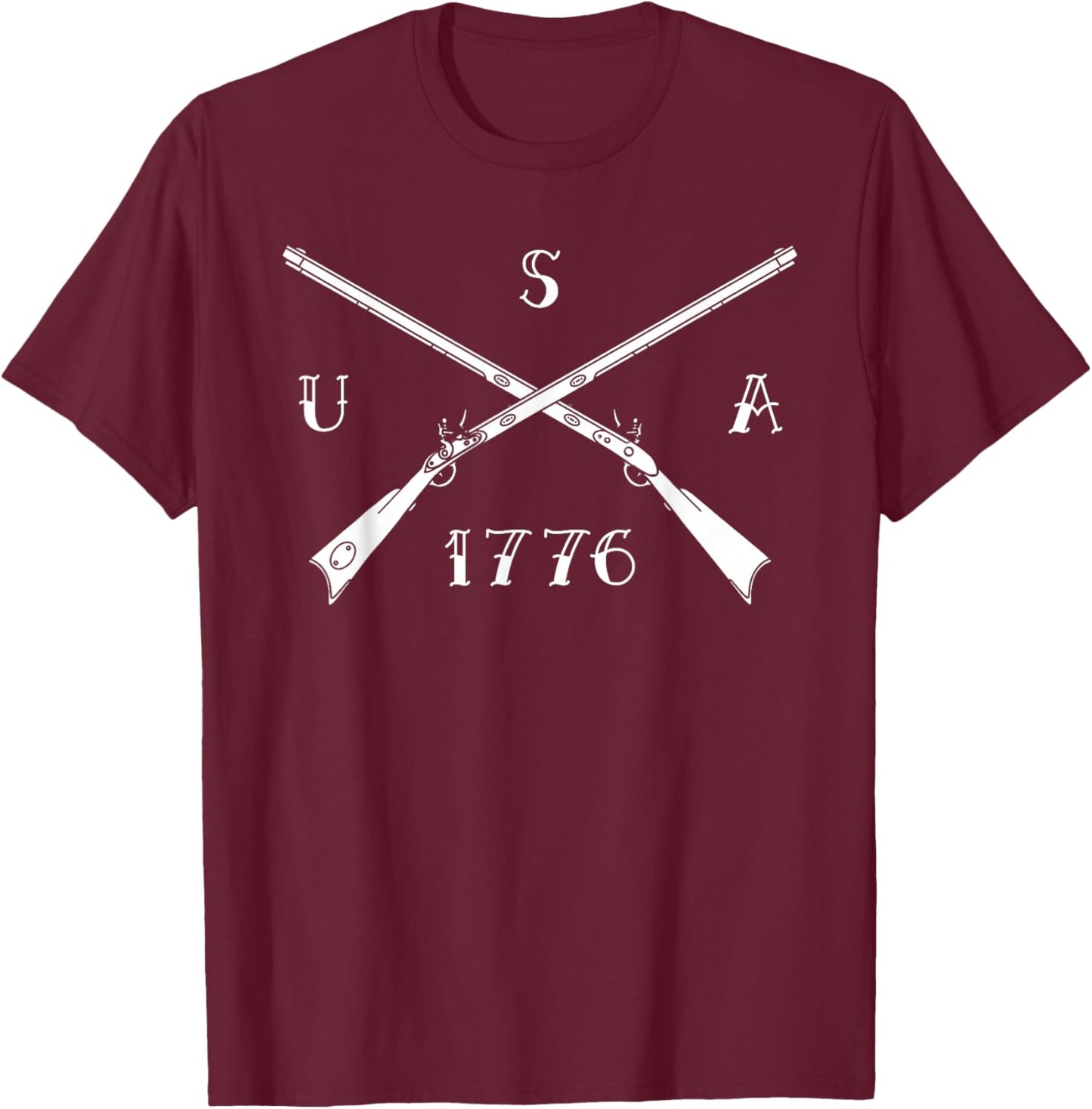 Black Powder Muzzleloading Accessories and Apparel USA 1776 Flintlock Muzzleloading Rifle T-Shirt - T-Shirt | Maroon