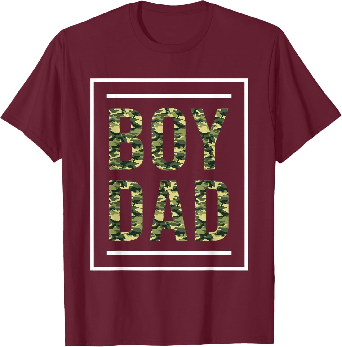 Boy Dad Camo Color Shirt For Father Of Boy Cute Dad Shirt T-Shirt - T-Shirt | Maroon