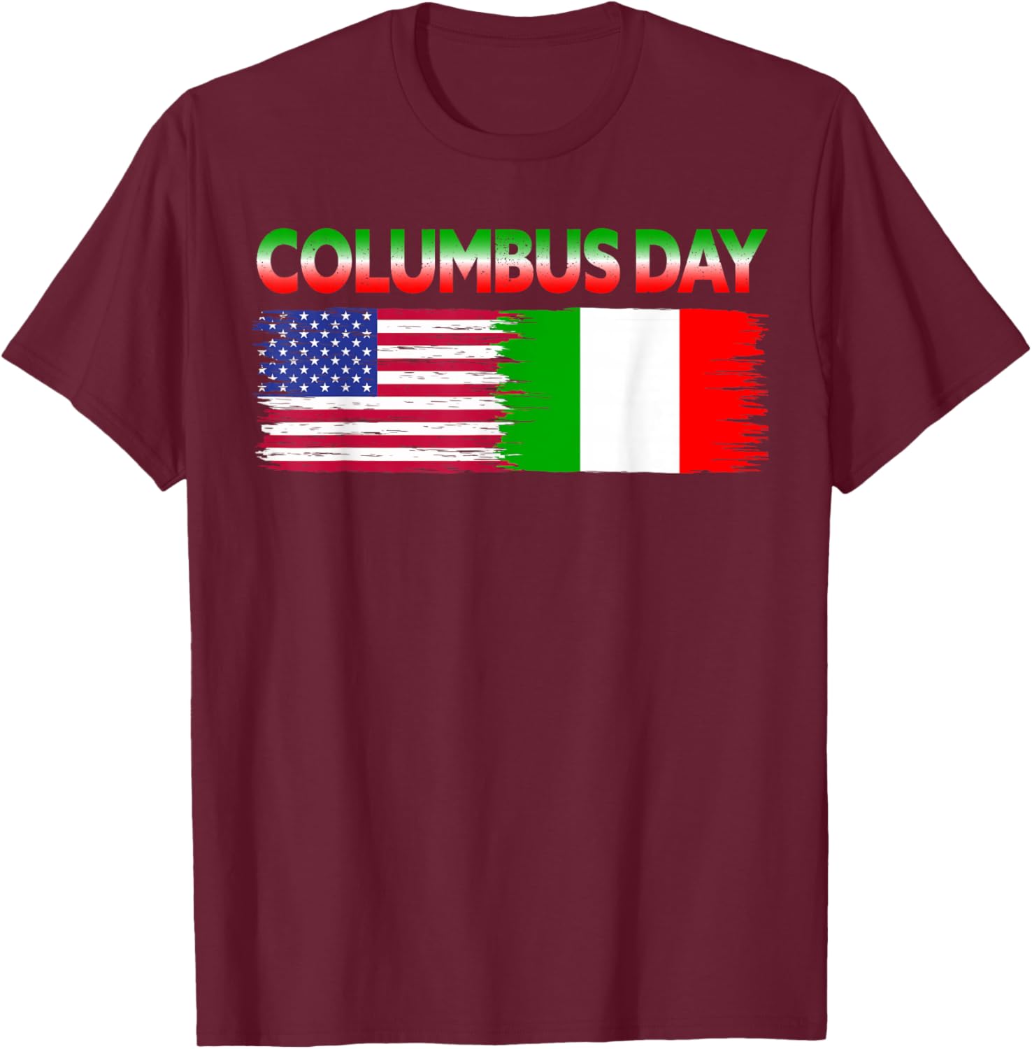 Christopher Columbus Day USA Flag Italian American Heritage T-Shirt - T-Shirt | Maroon