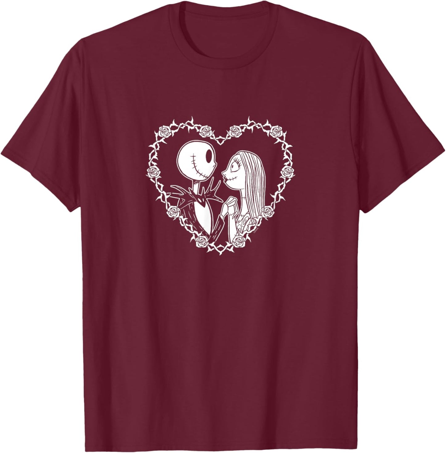 The Nightmare Before Christmas - Jack Sally Heart T-Shirt - T-Shirt | Maroon