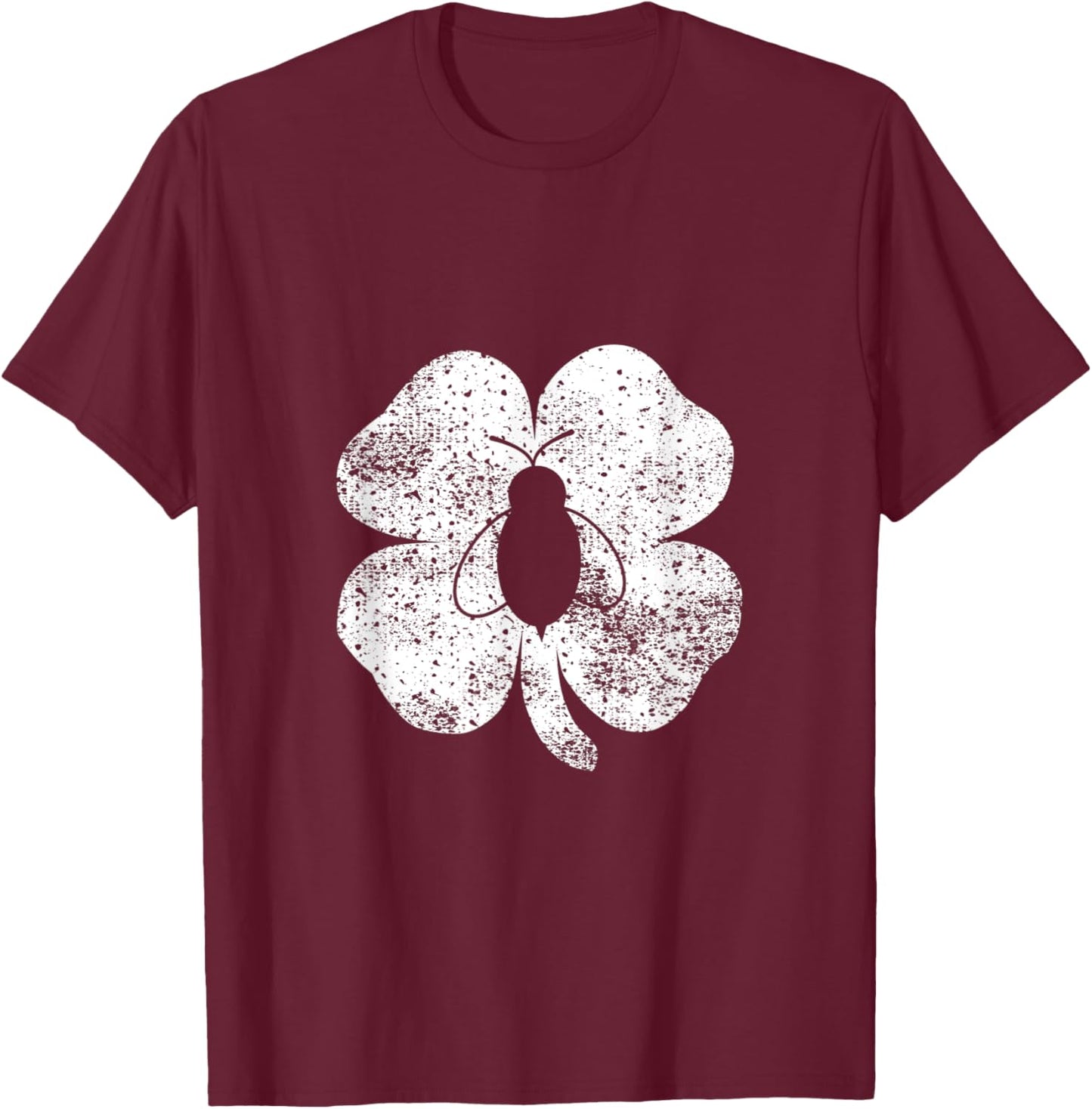 Honeybee Shamrock Silhouette St. Patricks Day Bee Clover T-Shirt - T-Shirt | Maroon