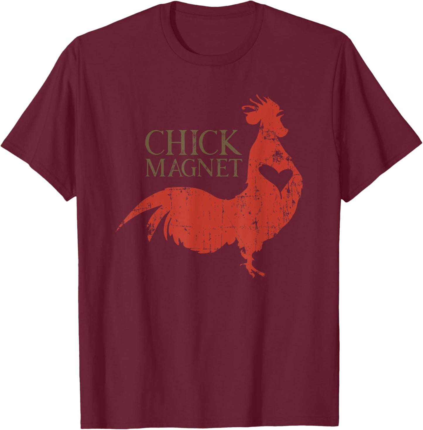 Chick Magnet Funny Rooster Adult Humor Retro Vintage T-Shirt - T-Shirt | Maroon