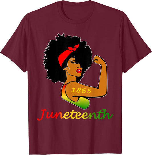 Happy Juneteenth Is My Independence Day Free Black Women T-Shirt - T-Shirt | Maroon