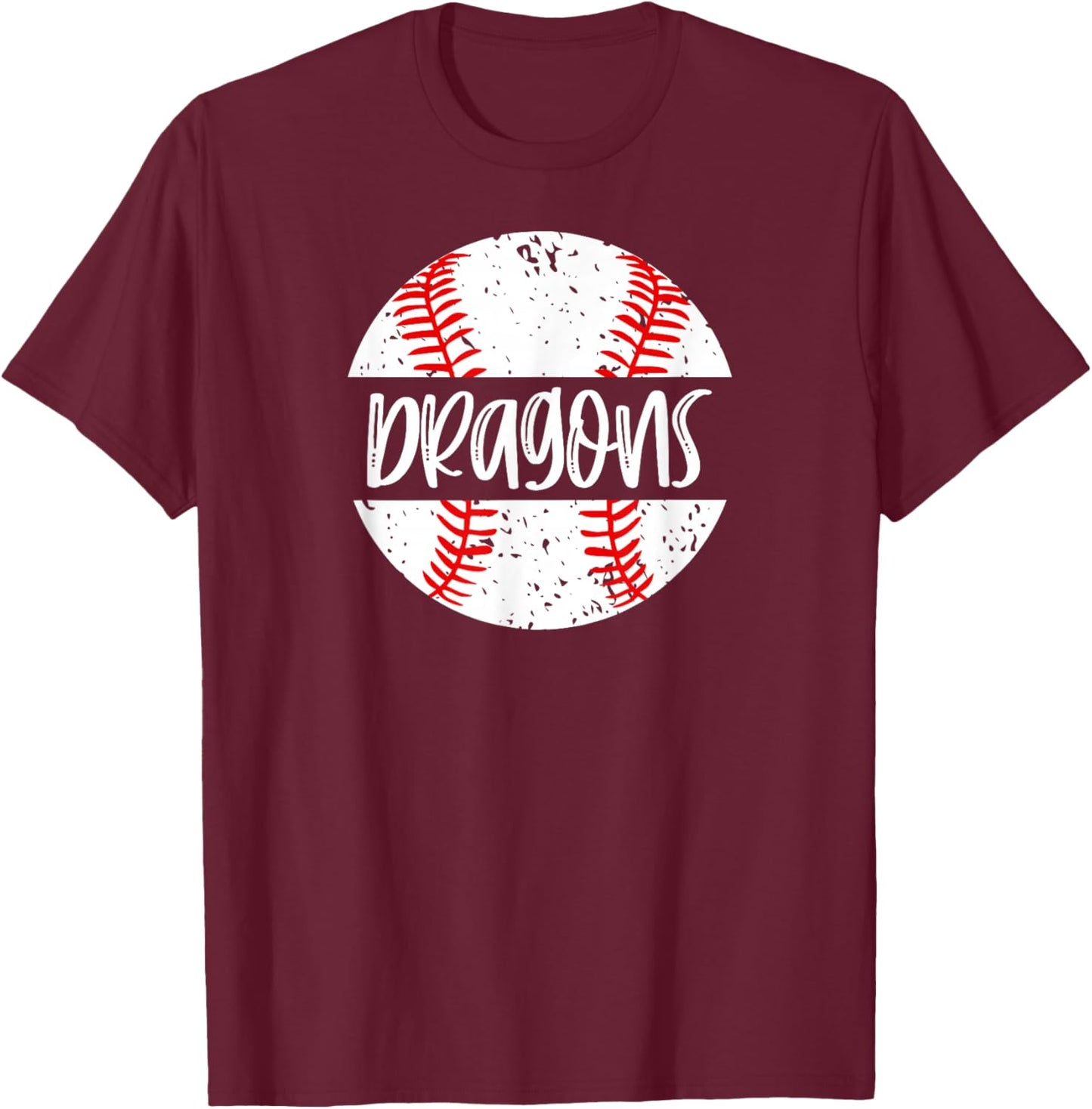 Dragons Baseball Team Mascot School Spirit Game Day T-Shirt - T-Shirt | Maroon