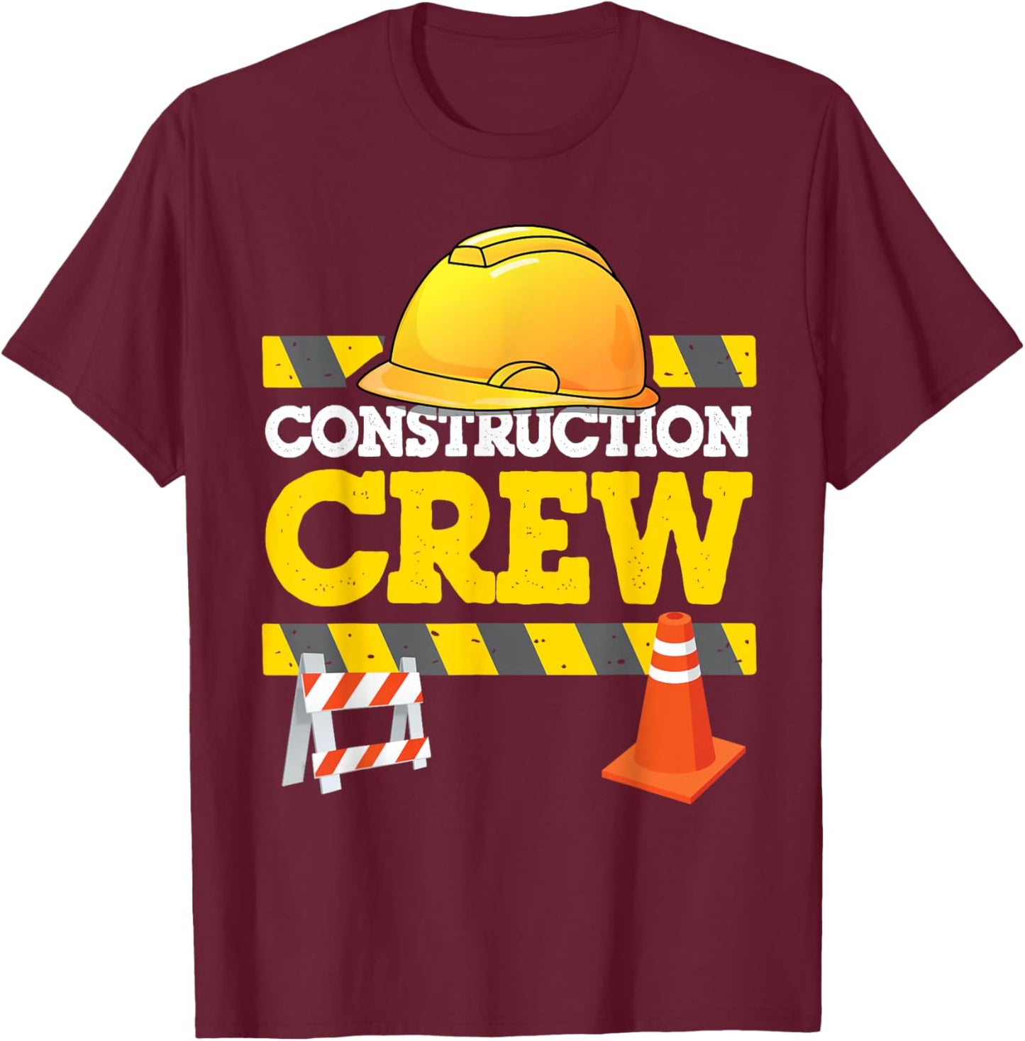 Boys Birthday Construction Crew Kids Party Group Matching T-Shirt - T-Shirt | Maroon