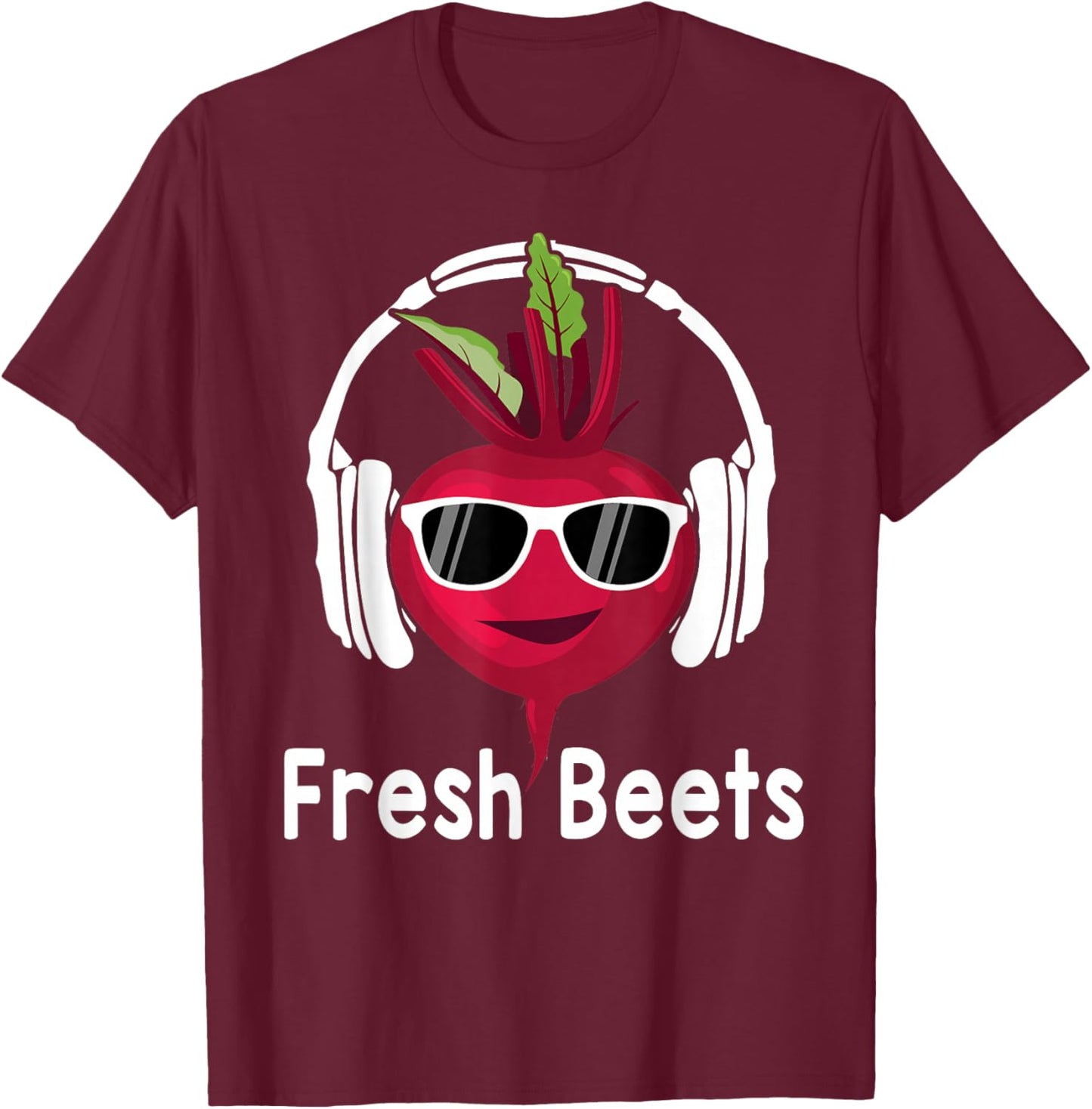 Fresh Beets - Funny Cool Beetroot Headphone Music Beat Pun T-Shirt - T-Shirt | Maroon