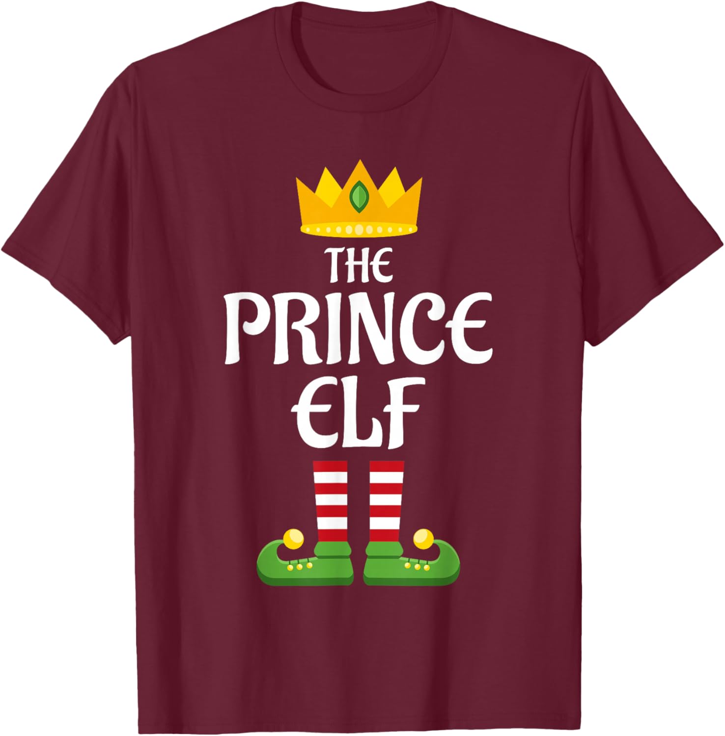 Prince Elf Family Matching Group Christmas T-Shirt - T-Shirt | Maroon