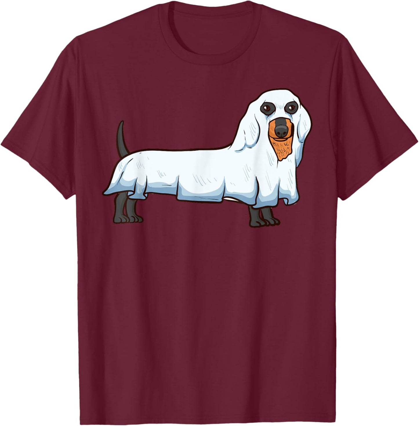 Ghost Dachshund Spooky Dog Viennese Halloween Costume T-Shirt - T-Shirt | Maroon