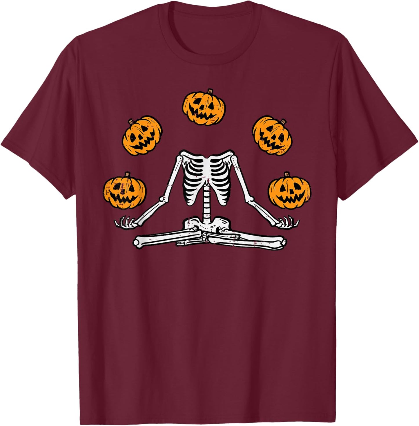 Halloween Skeleton Juggling Pumpkins Costume Men Women Kids T-Shirt - T-Shirt | Maroon