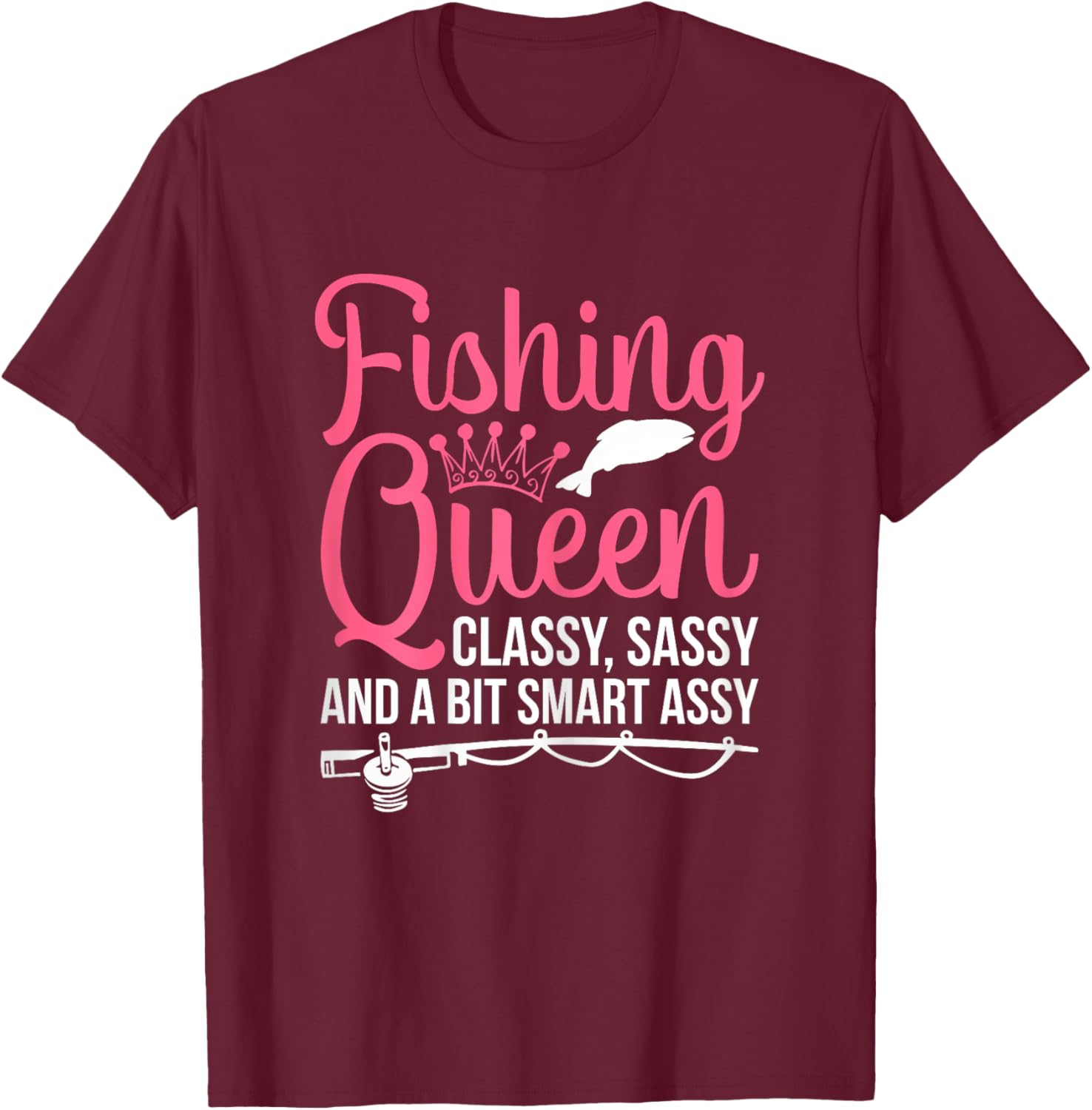 Women Fishing for Girls Fish Bass Fishing T-Shirt - T-Shirt | Maroon