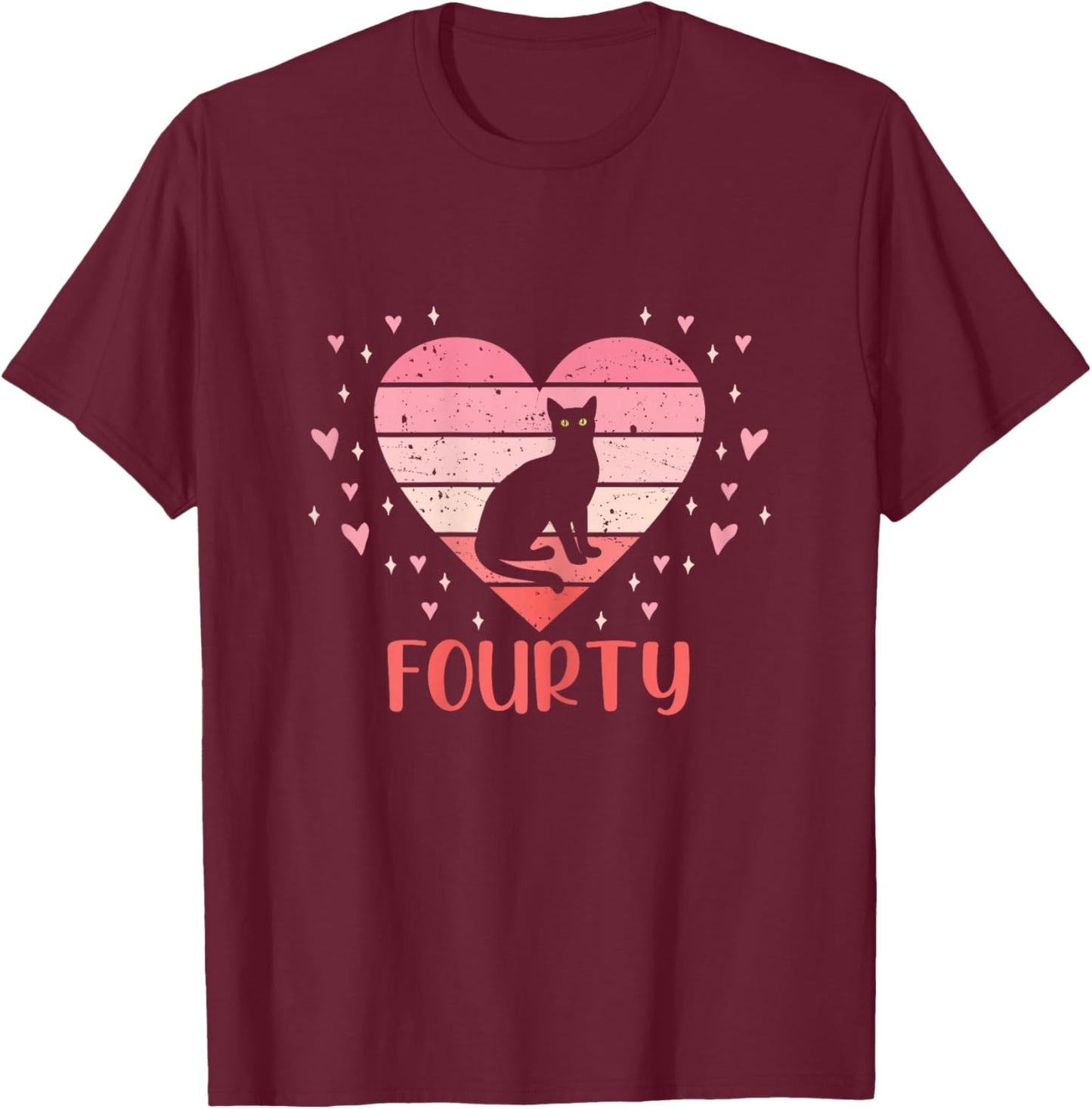40 Year Old Cute Cat Birthday Girl 40th B-day T-Shirt - T-Shirt | Maroon