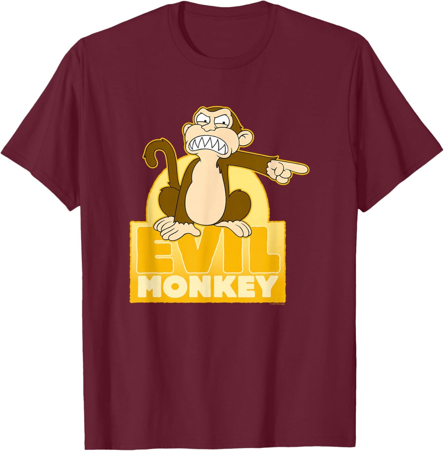Family Guy Evil Monkey Pointing Cartoon T-Shirt - T-Shirt | Maroon