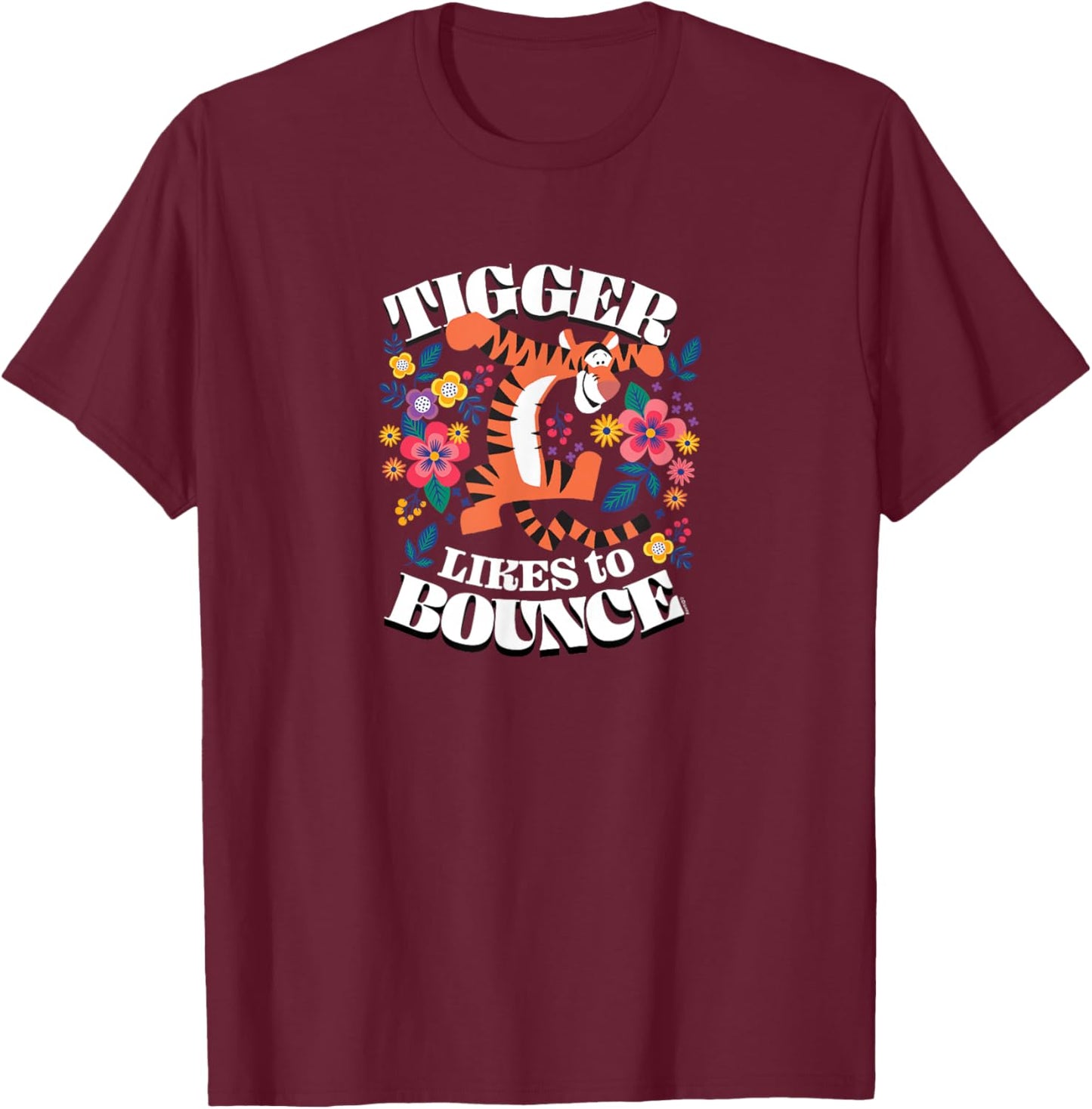 Winnie The Pooh - Tigger Likes to Bounce T-Shirt - T-Shirt | Maroon