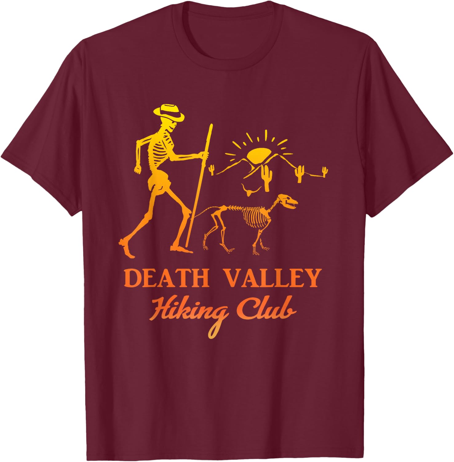 Death Valley Hiking Club Man and Dog Desert Outdoors T-Shirt - T-Shirt | Maroon