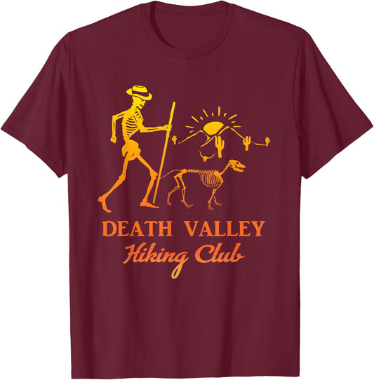 Death Valley Hiking Club Man and Dog Desert Outdoors T-Shirt - T-Shirt | Maroon