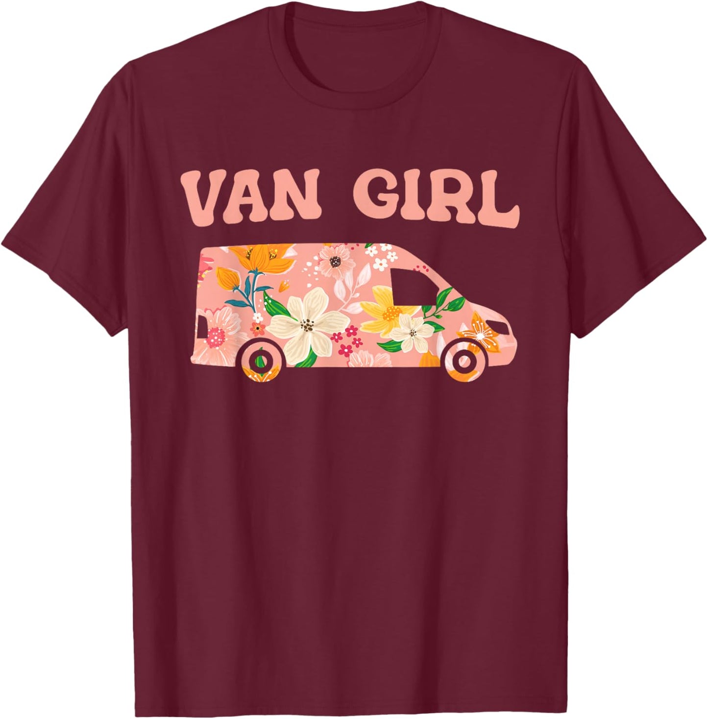 Funny Vanlife Camper Camping Van - Van Girl T-Shirt - T-Shirt | Maroon