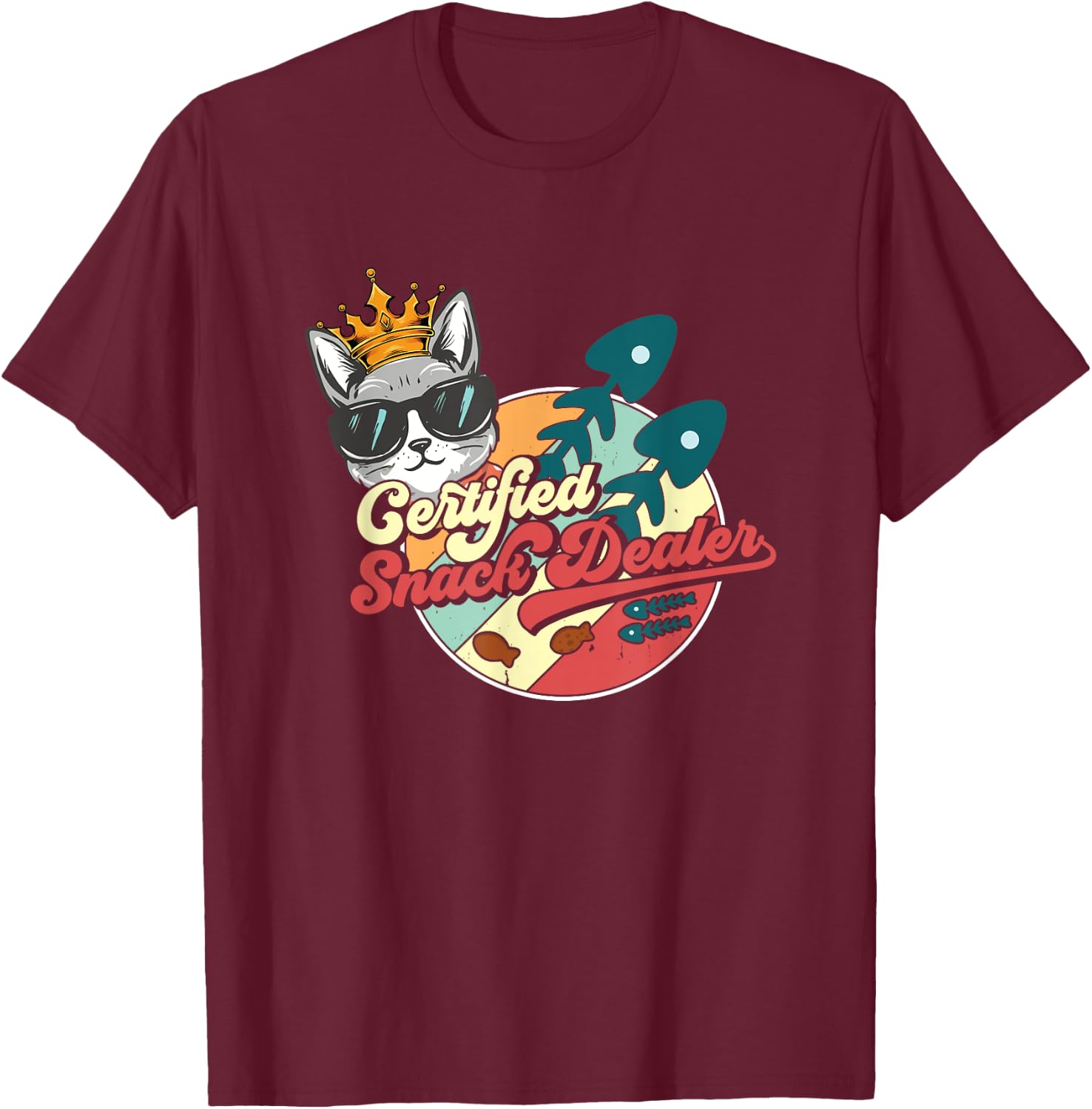 Snack Dealer Mom Fur Dad Cat Dog Lover Pet Snack Dealer T-Shirt - T-Shirt | Maroon