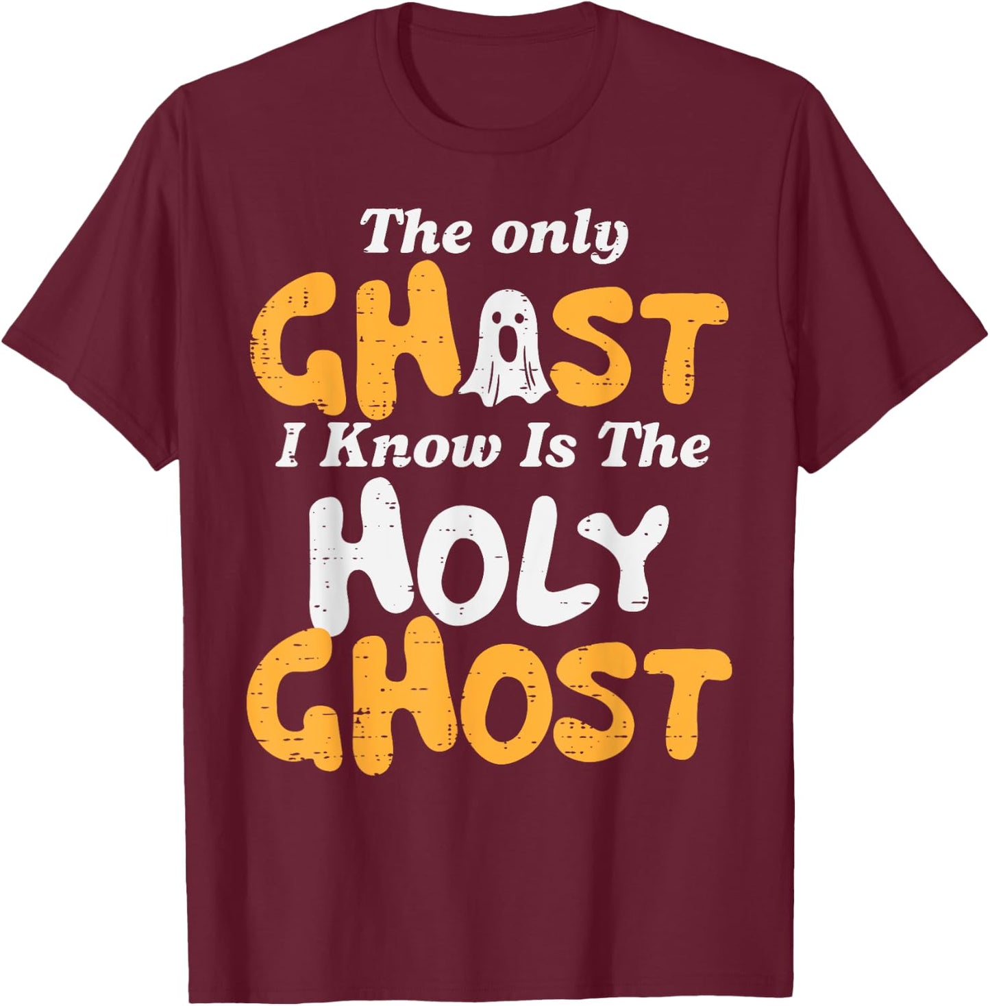 Halloween Ghost I Know Holy Christian Costume Men Women Kids T-Shirt - T-Shirt | Maroon