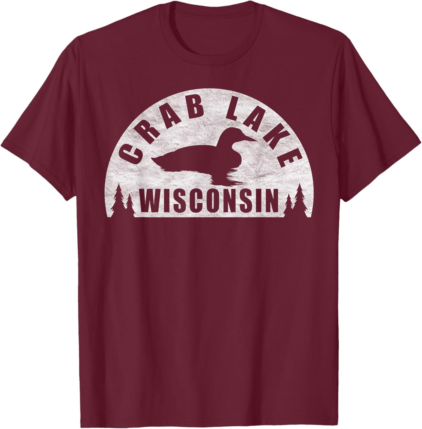 Crab Lake Northern Wisconsin Loon T-Shirt - T-Shirt | Maroon