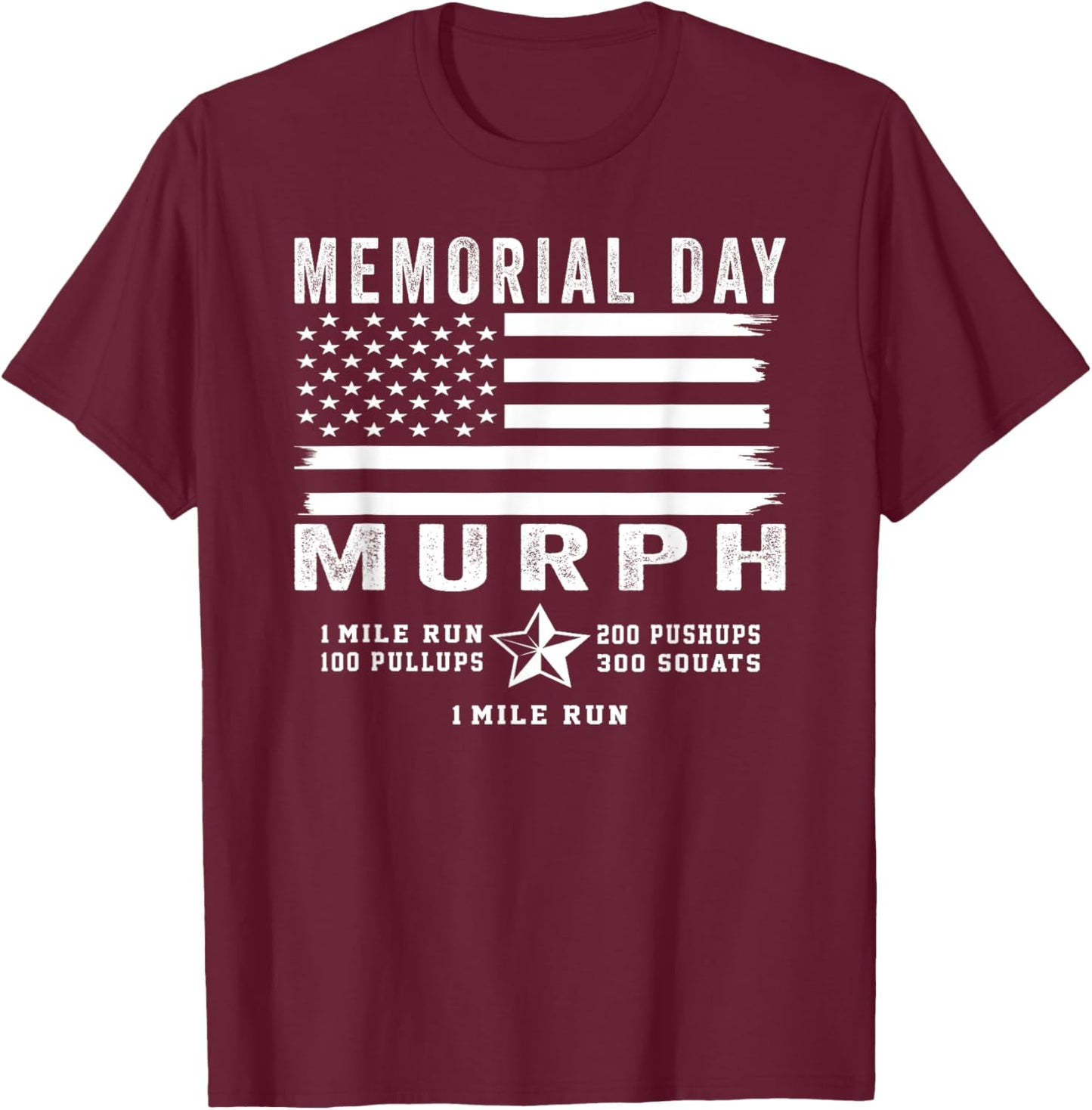 Murph Challenge Memorial Day Workout Gym US Flag Patriotic T-Shirt - T-Shirt | Maroon