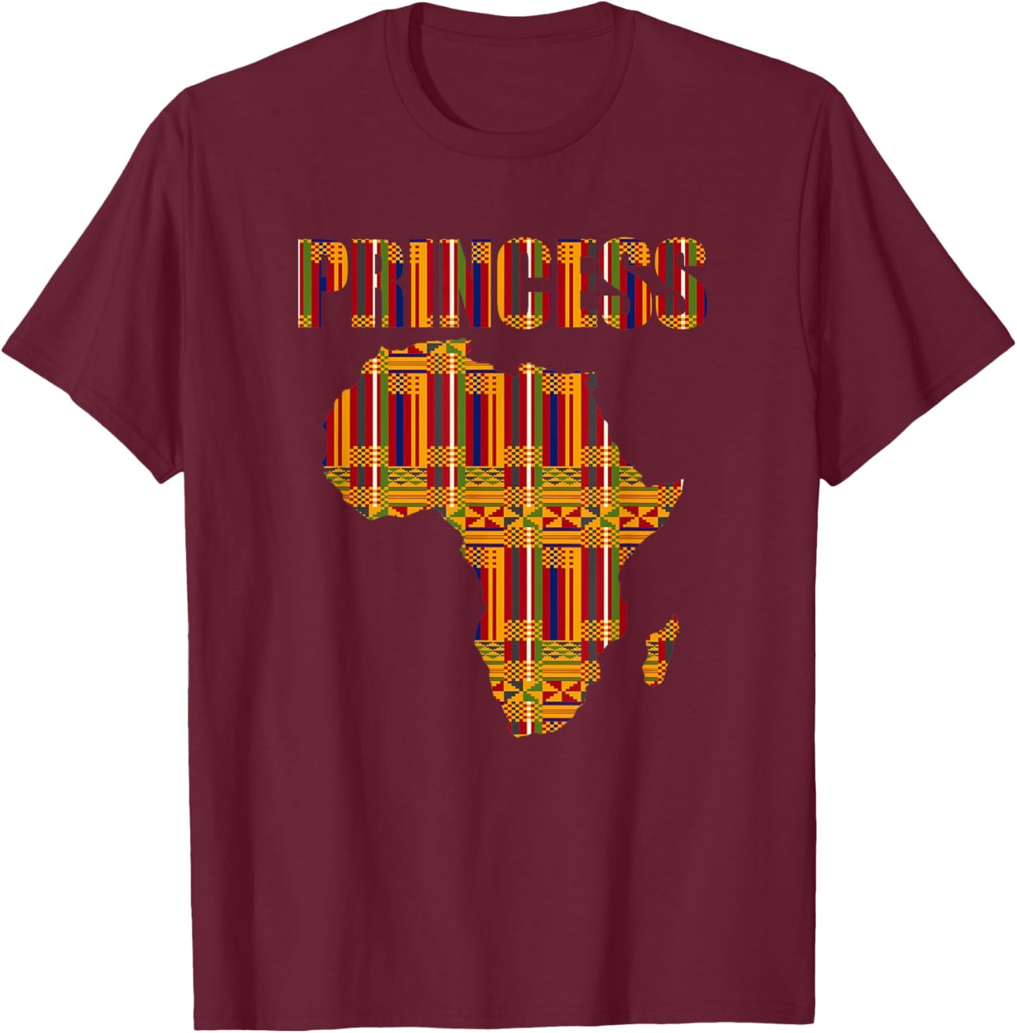 Africa Princess Kente Pattern Juneteenth Africa Princess T-Shirt - T-Shirt | Maroon
