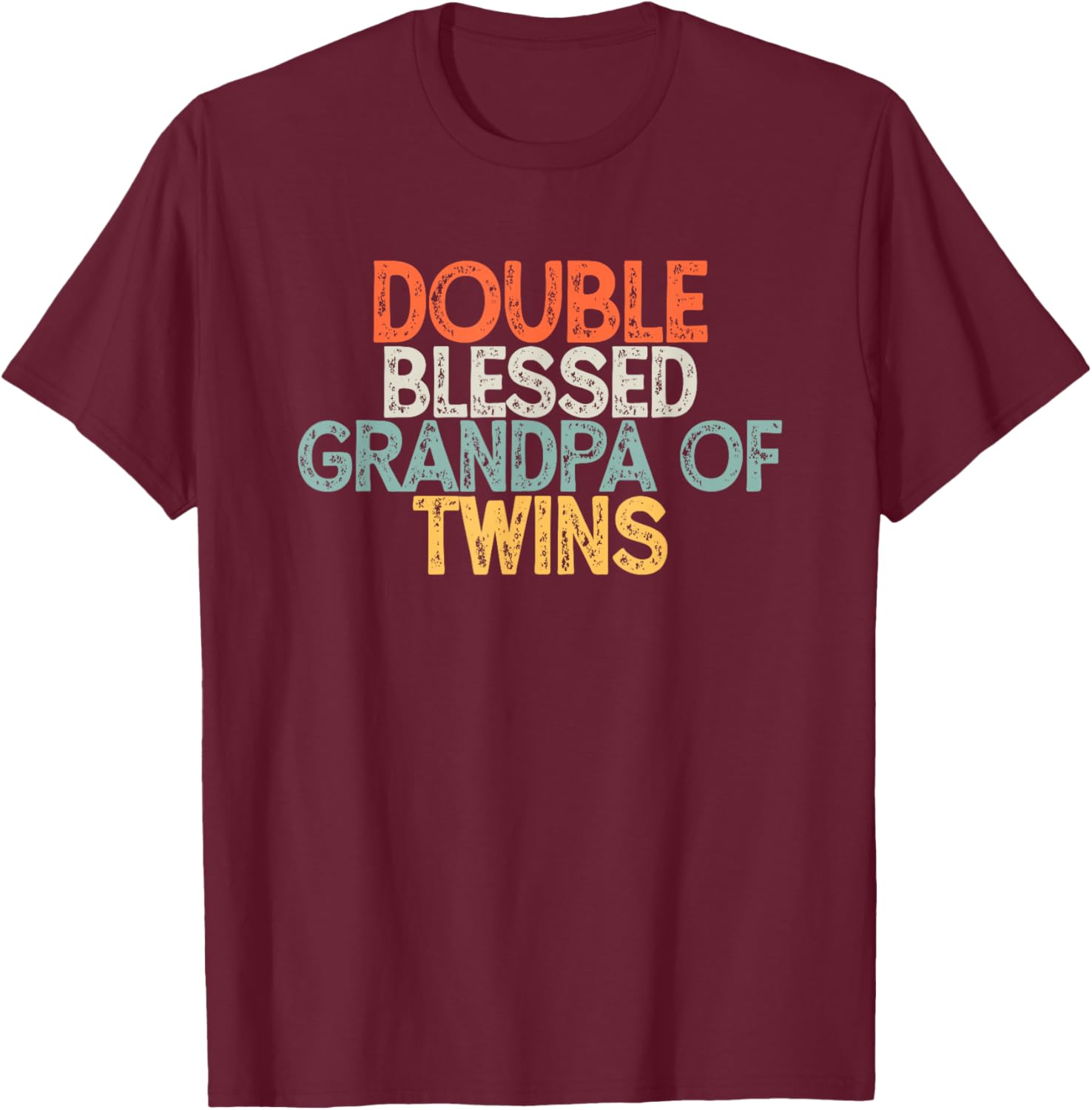 Vintage Funny Double Blessed Grandpa of Twins T-Shirt - T-Shirt | Maroon