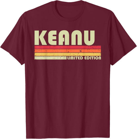 Custom Men Dad Boy Husband Christmas 80s 90s Style KEANU Gift Name Personalized Funny Retro Vintage Birthday T-Shirt - T-Shirt | Maroon