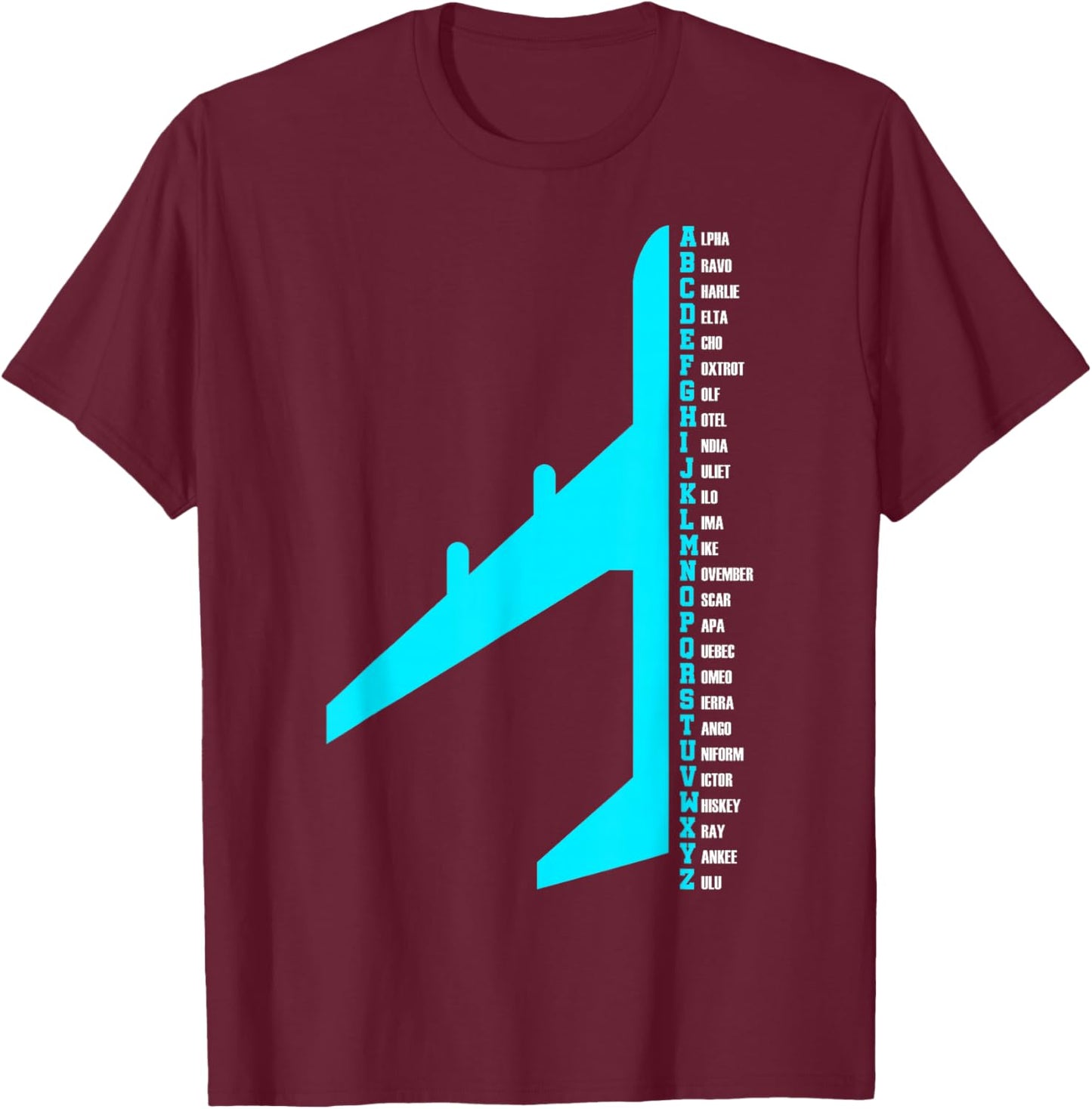 Phonetic Alphabet Pilot Airplane Funny Aviator Lover T-Shirt - T-Shirt | Maroon