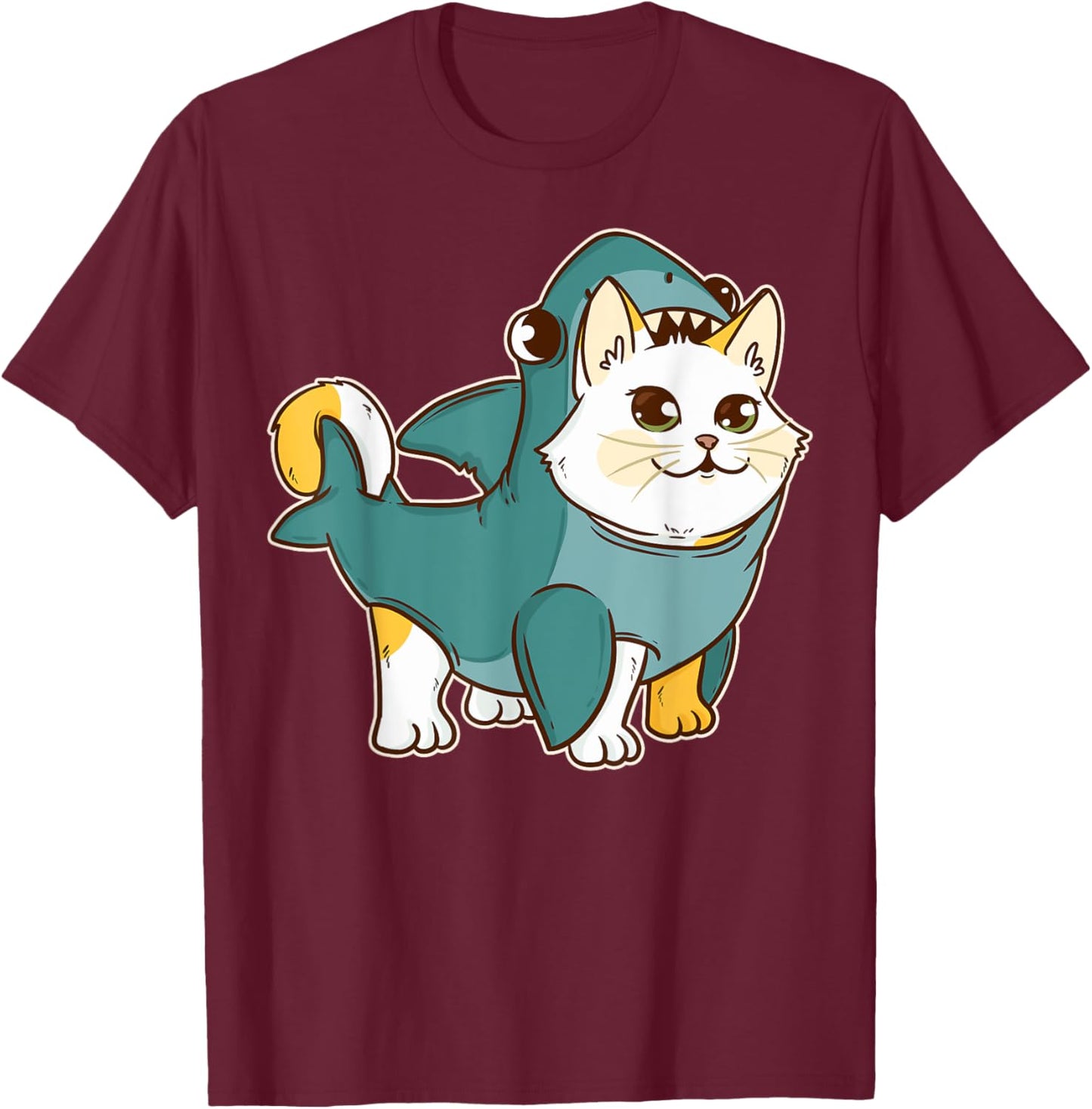 Cat Shark Kawaii Kitten Funny Halloween Costume Men Women Kids T-Shirt - T-Shirt | Maroon