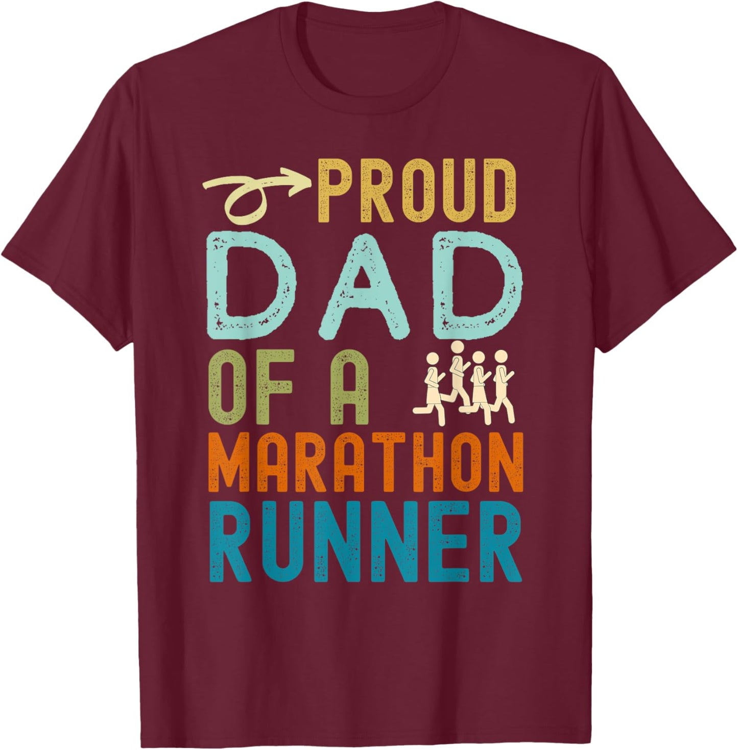 Proud Dad of a marathon runner retro vintage distressed T-Shirt - T-Shirt | Maroon