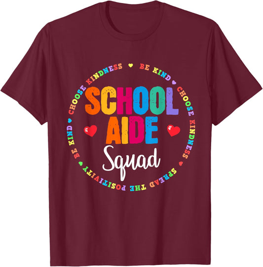 Admin School Aide Squad Funny Back To School Teacher Crew Women Girls Kids T-Shirt - T-Shirt | Maroon