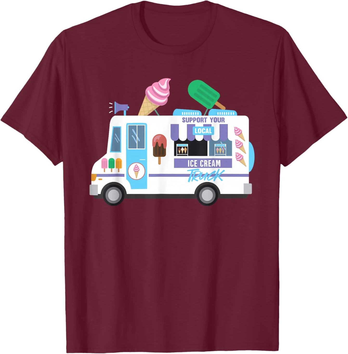 Ice Cream Truck T-Shirt - T-Shirt | Maroon