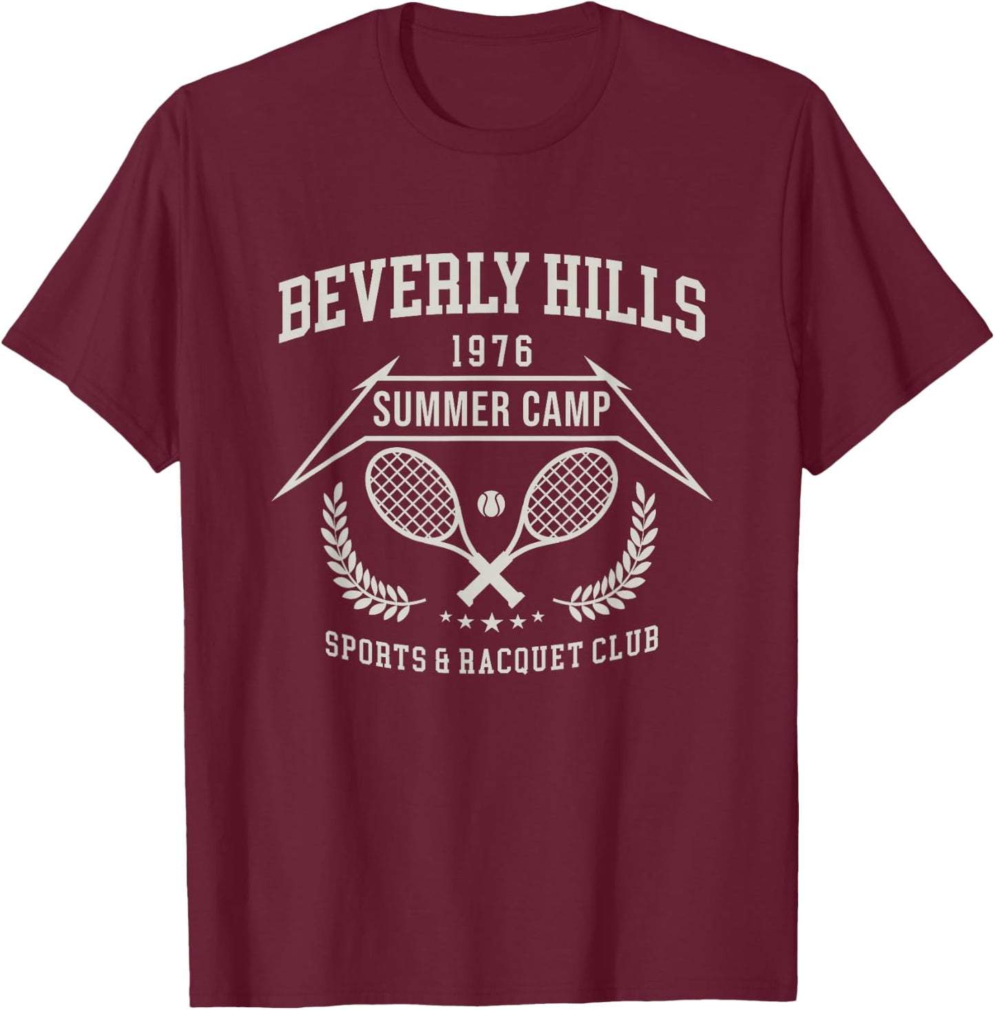 Retro 70s Tennis Beverly Hills Summer Camp CA Boys T-Shirt - T-Shirt | Maroon
