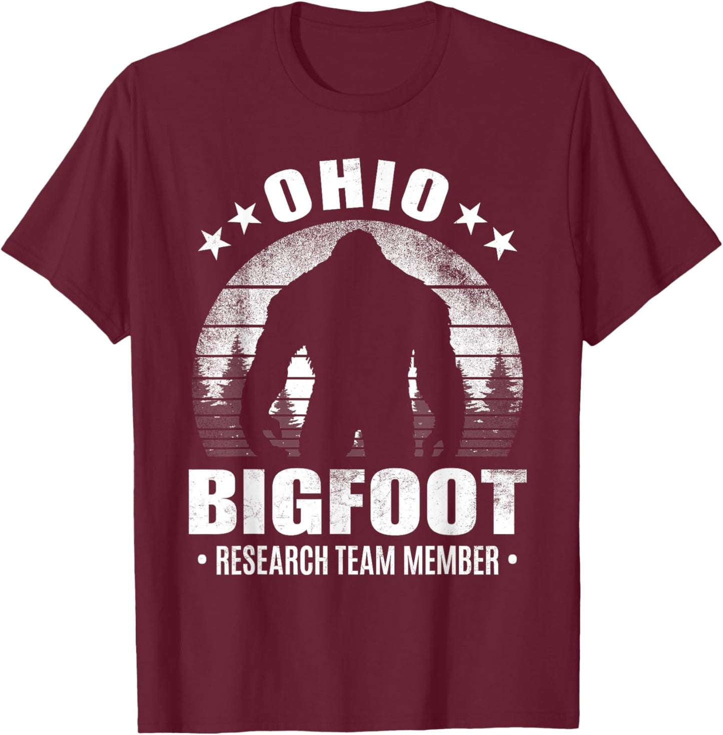 Ohio Bigfoot Research Team Member Sasquatch Sunset T-Shirt - T-Shirt | Maroon