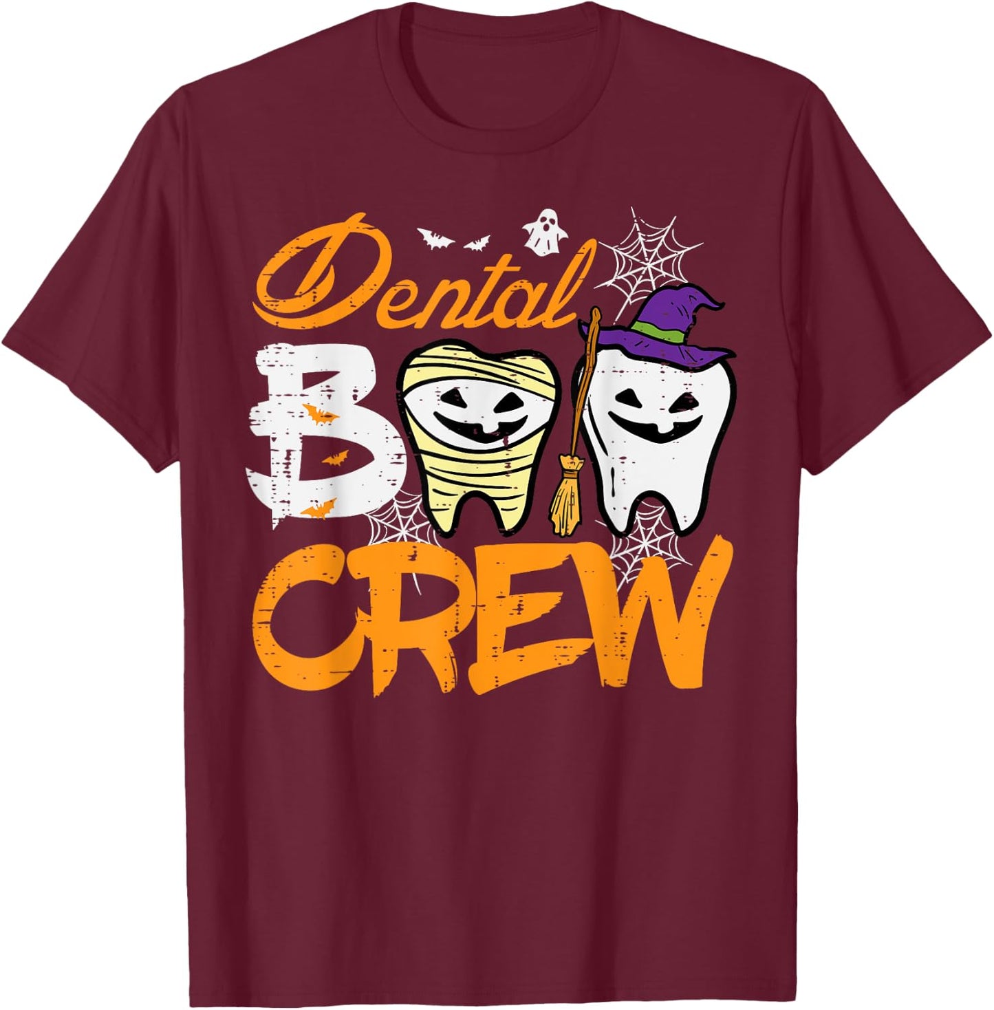 Halloween Dental Boo Crew Dentist Costume Teeth Women Men T-Shirt - T-Shirt | Maroon