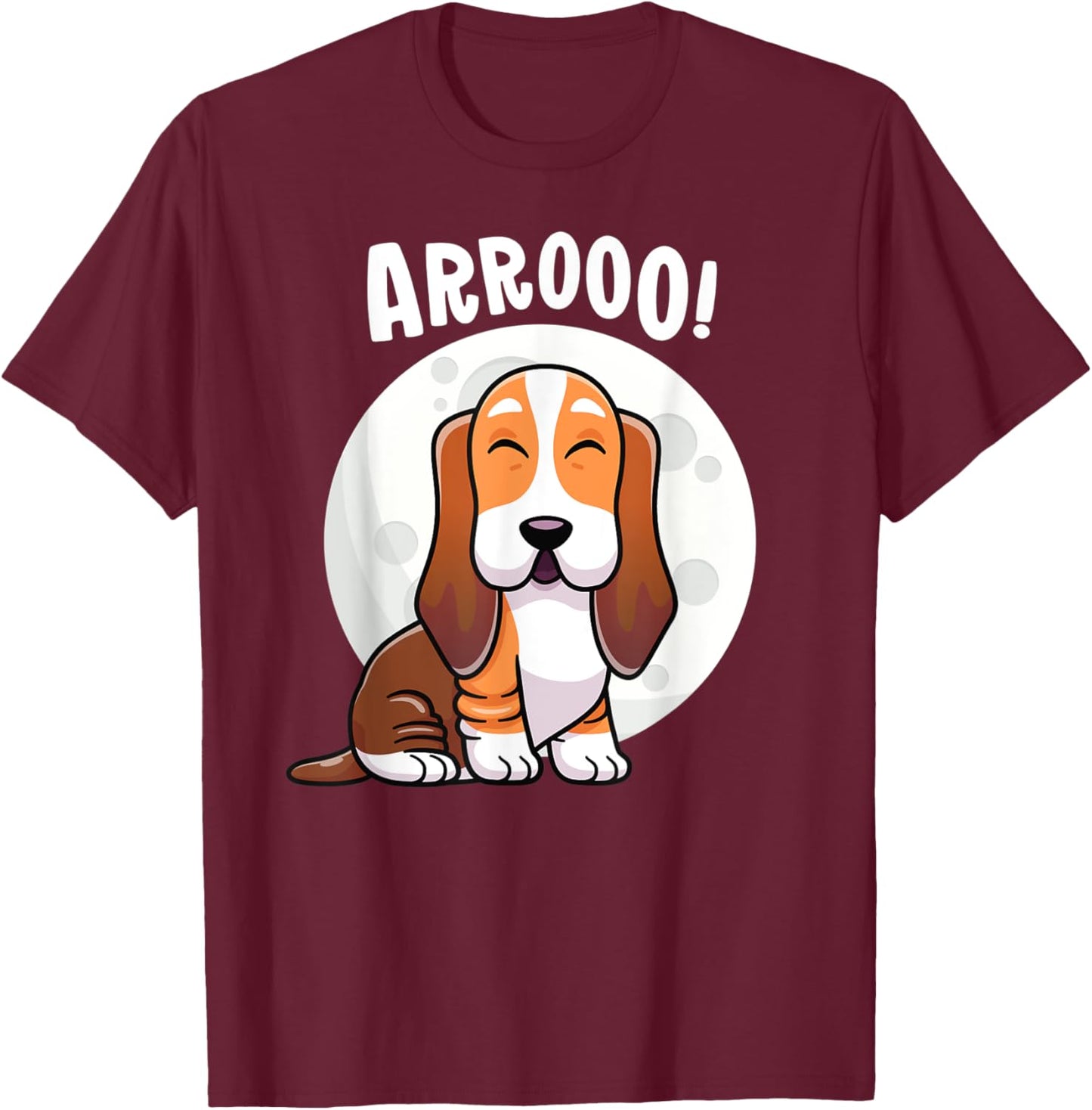 Howling Basset Hound Howl Moon Kawaii Dog Women Kids T-Shirt - T-Shirt | Maroon