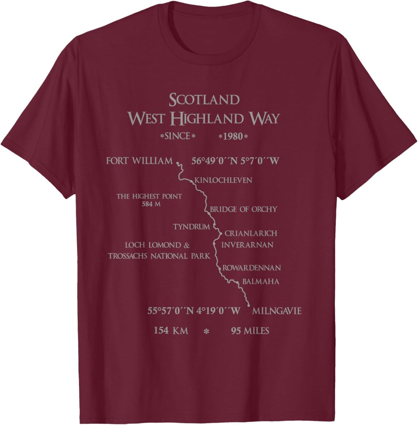 Scotland West Highland Way T-Shirt - T-Shirt | Maroon